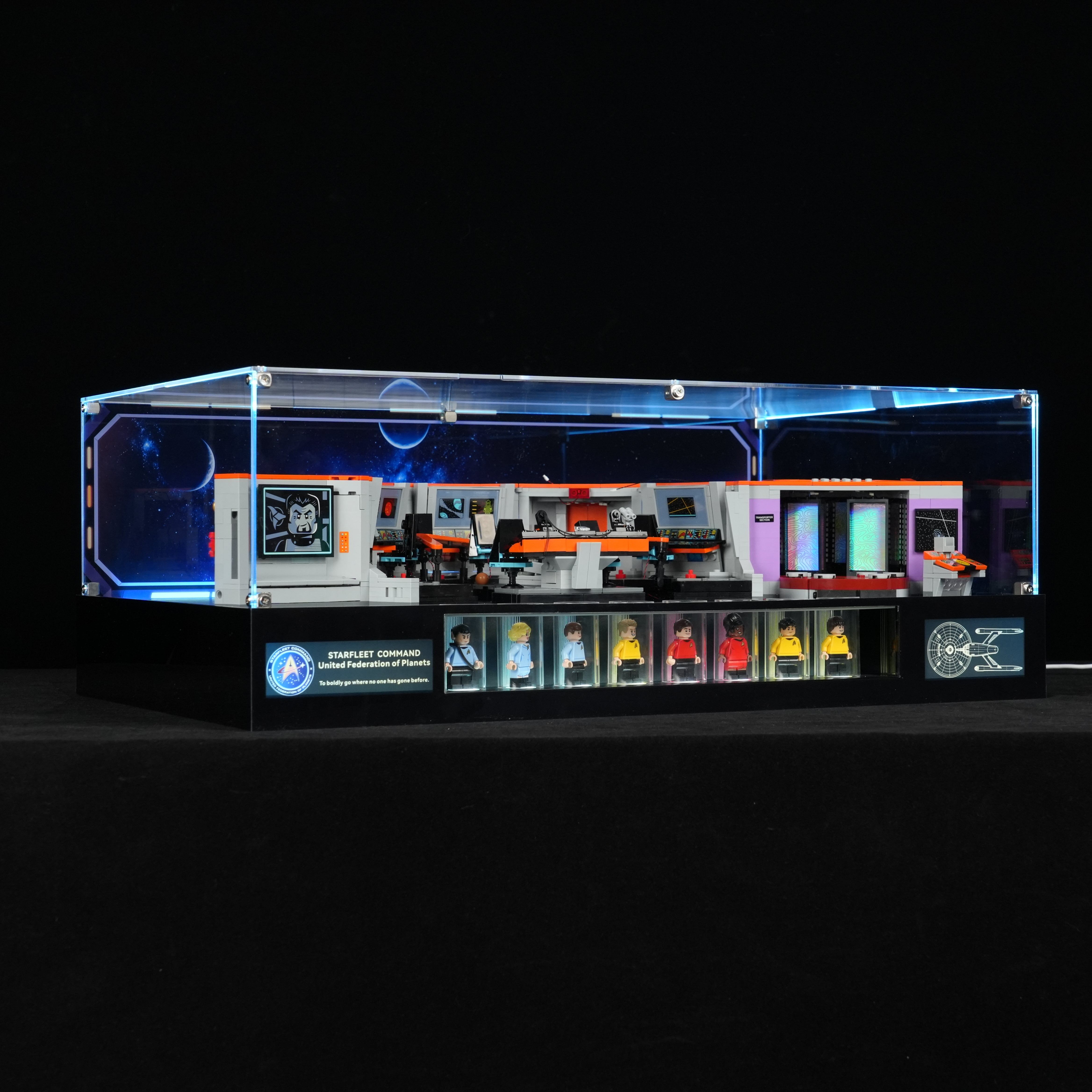 LED Light Acrylic Display Case for LEGO® Icons 11385 Star Trek: U.S.S. Enterprise NCC-1701™ Bridge (LEGO® Set NOT Included)