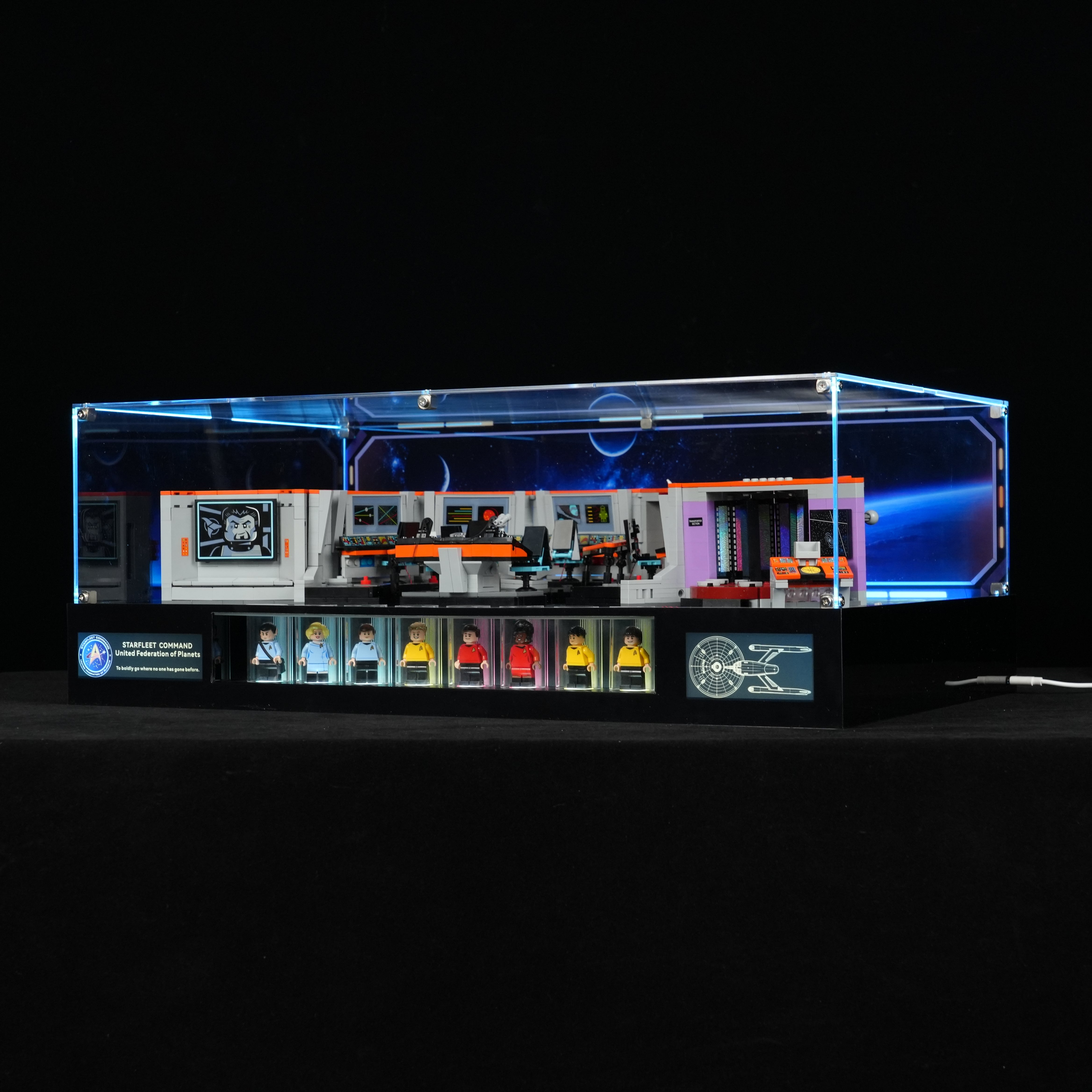 LED Light Acrylic Display Case for LEGO® Icons 11385 Star Trek: U.S.S. Enterprise NCC-1701™ Bridge (LEGO® Set NOT Included)