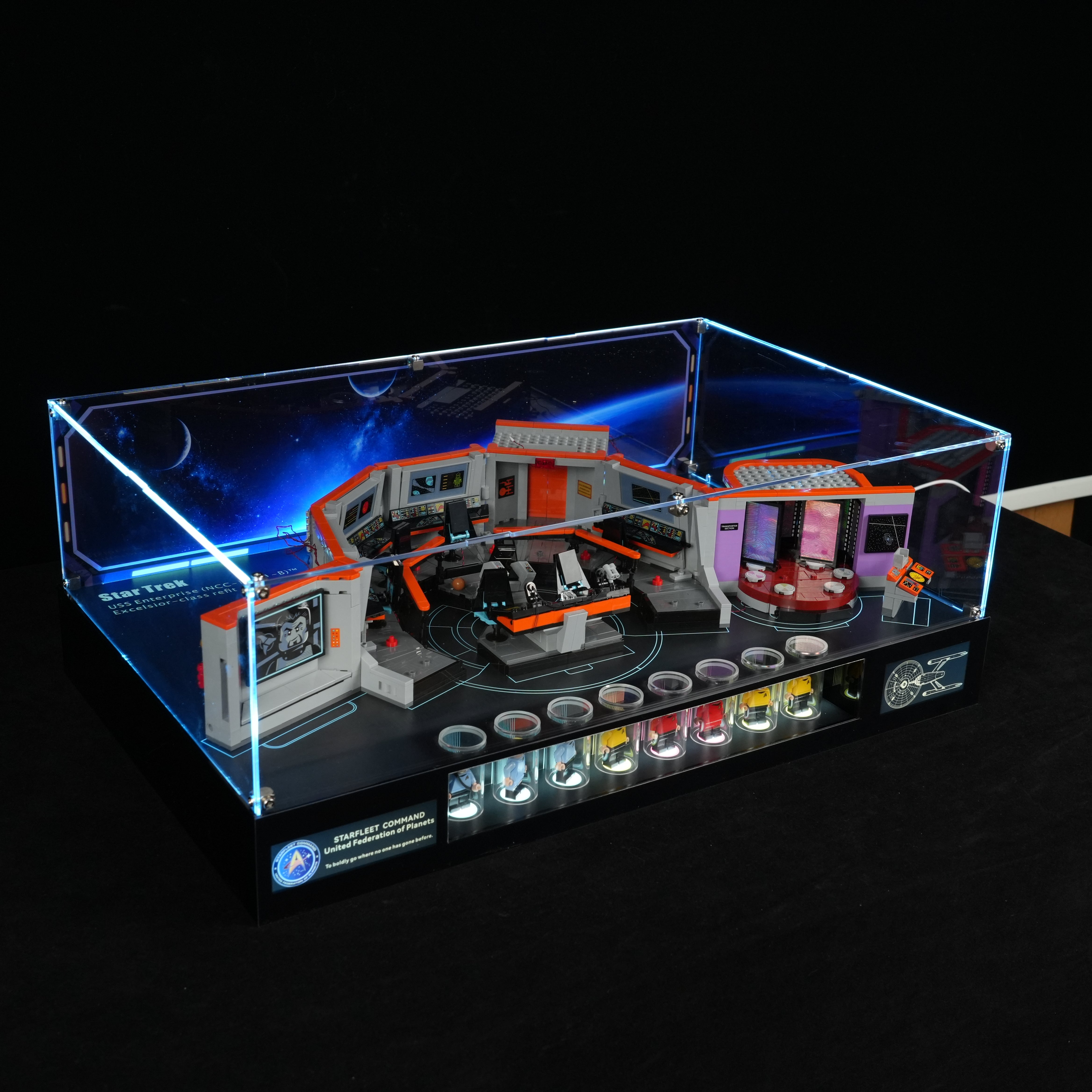 LED Light Acrylic Display Case for LEGO® Icons 11385 Star Trek: U.S.S. Enterprise NCC-1701™ Bridge (LEGO® Set NOT Included)