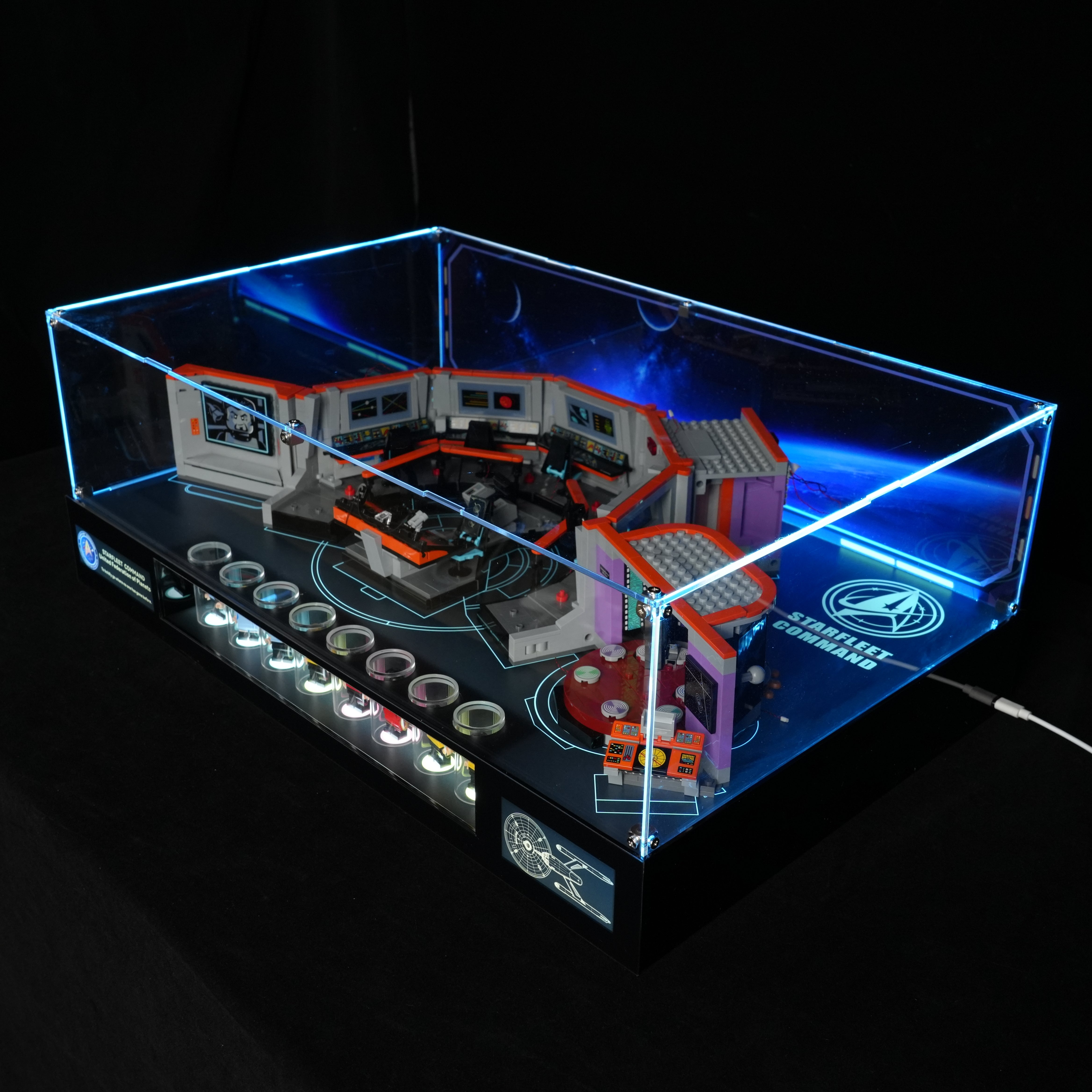 LED Light Acrylic Display Case for LEGO® Icons 11385 Star Trek: U.S.S. Enterprise NCC-1701™ Bridge (LEGO® Set NOT Included)