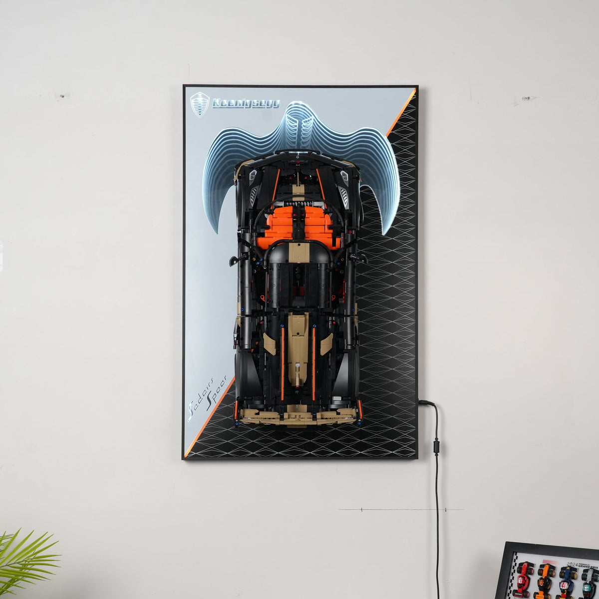Acrylic Display Wall Mount for Technic 42232 Koenigsegg Sadair's Spear Megacar (LEGO® Set Not Included).