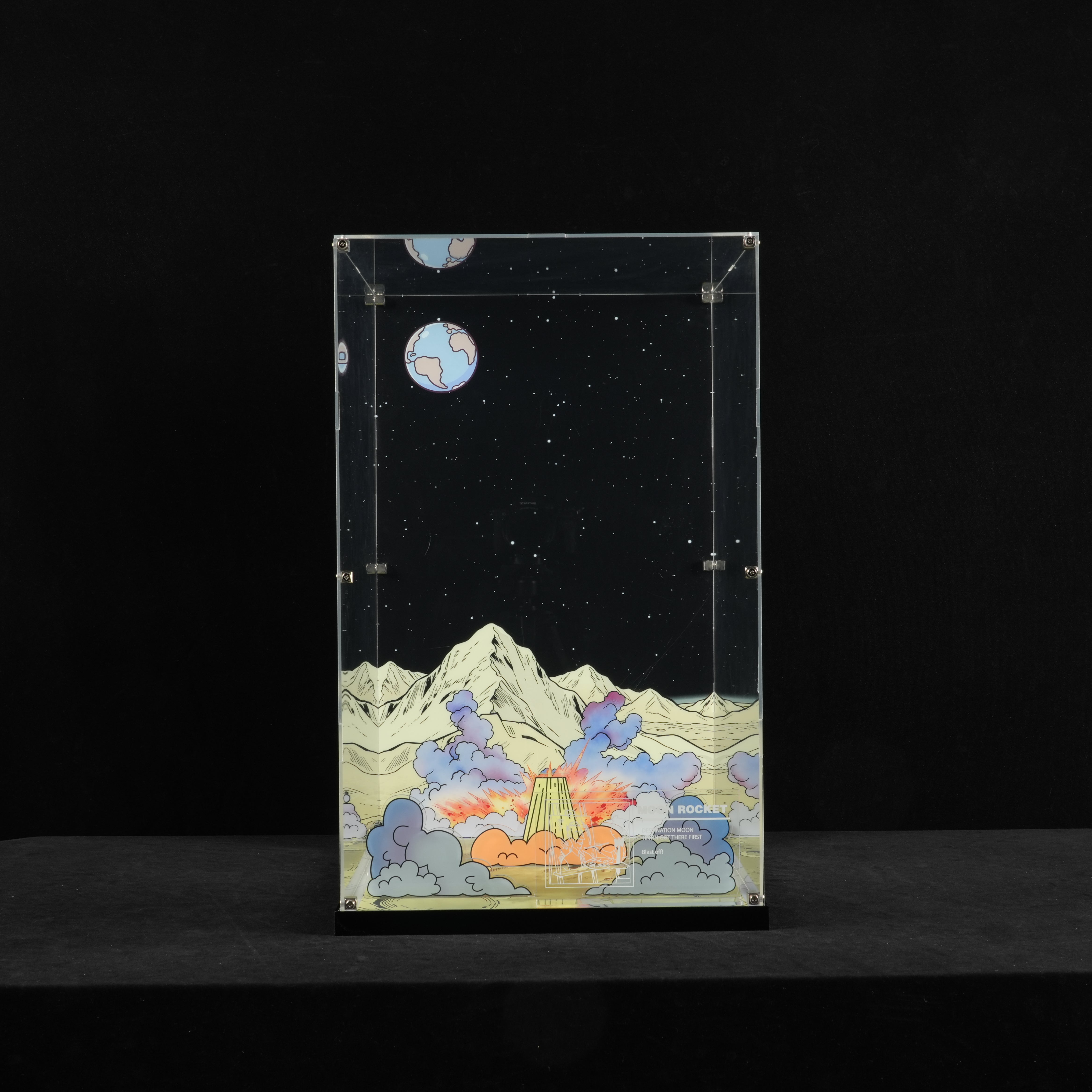 LED Light Acrylic Display Case for LEGO® Ideas 21367 Tintin® Moon Rocket  (LEGO® Set NOT Include)