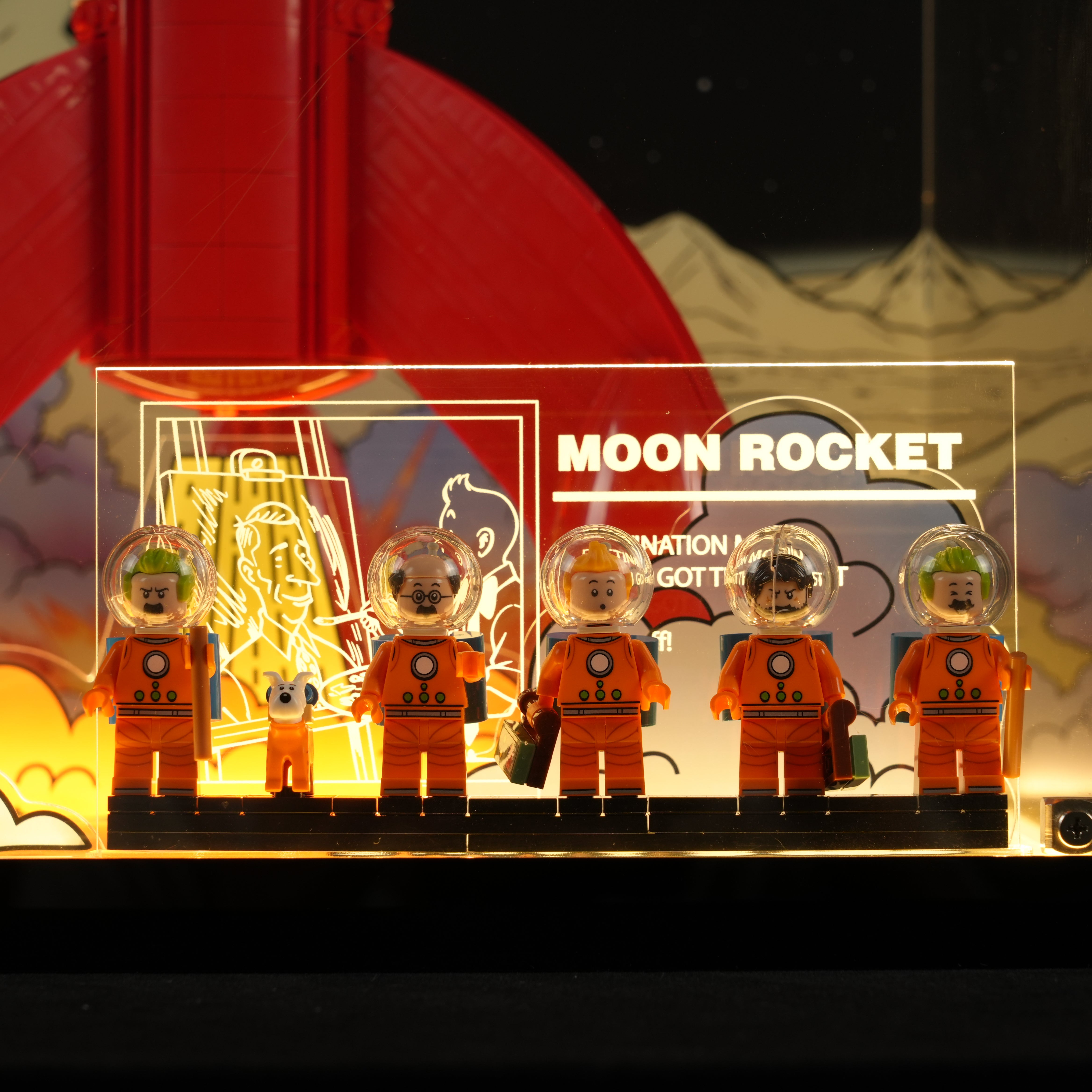LED Light Acrylic Display Case for LEGO® Ideas 21367 Tintin® Moon Rocket  (LEGO® Set NOT Include)