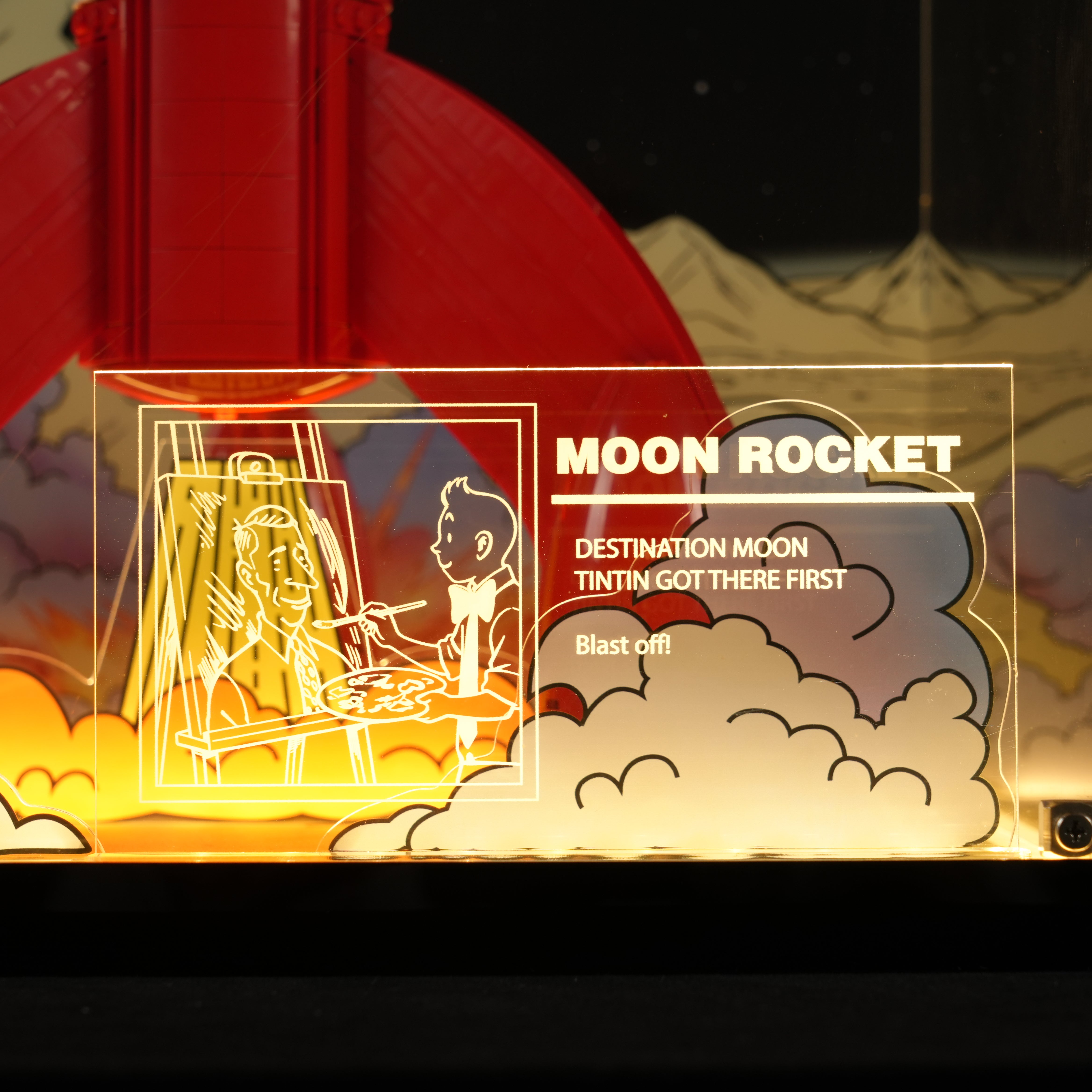 LED Light Acrylic Display Case for LEGO® Ideas 21367 Tintin® Moon Rocket  (LEGO® Set NOT Include)