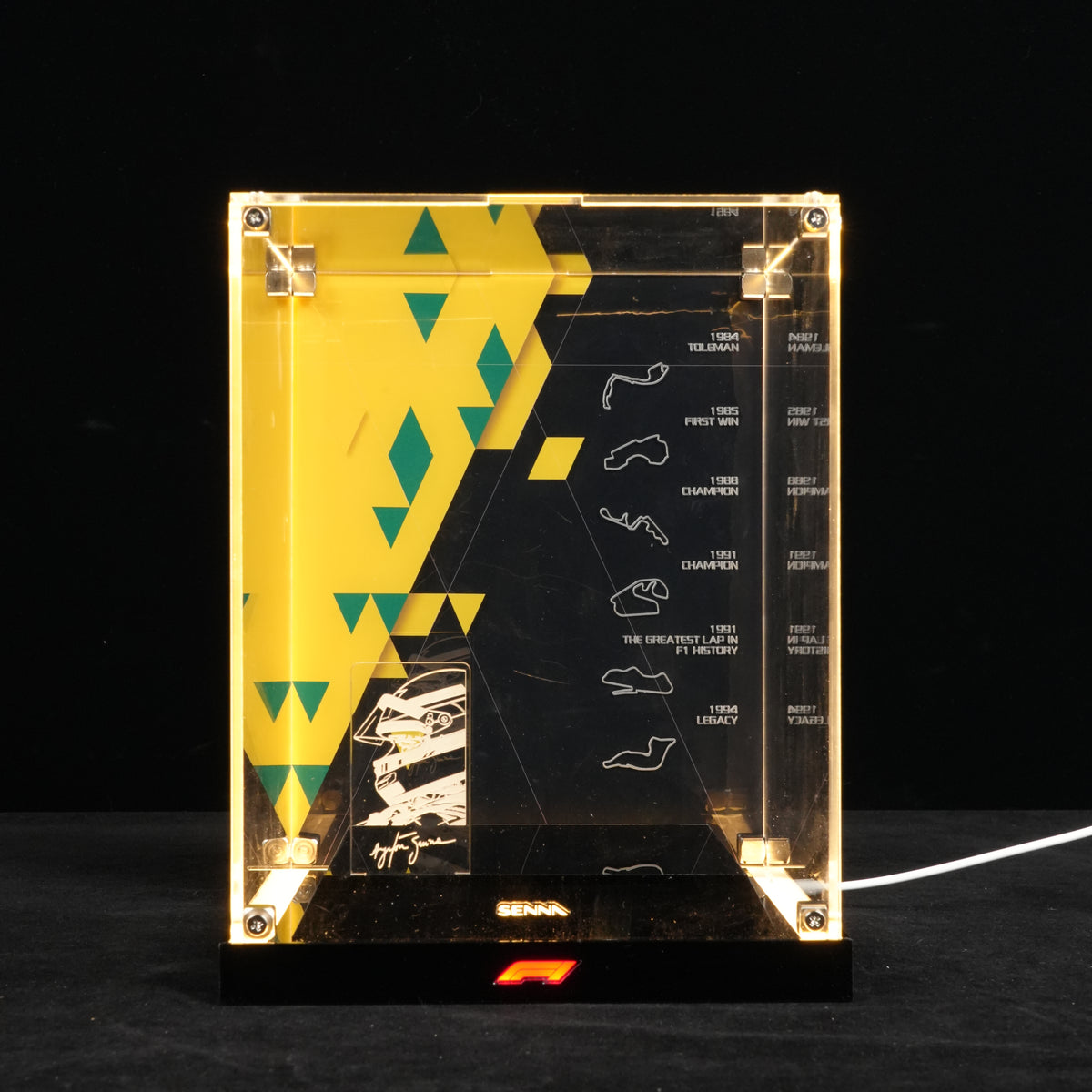 LED Light Acrylic Display Case for LEGO® Editions 43024 Ayrton Senna Helmet (LEGO® Set NOT Included)