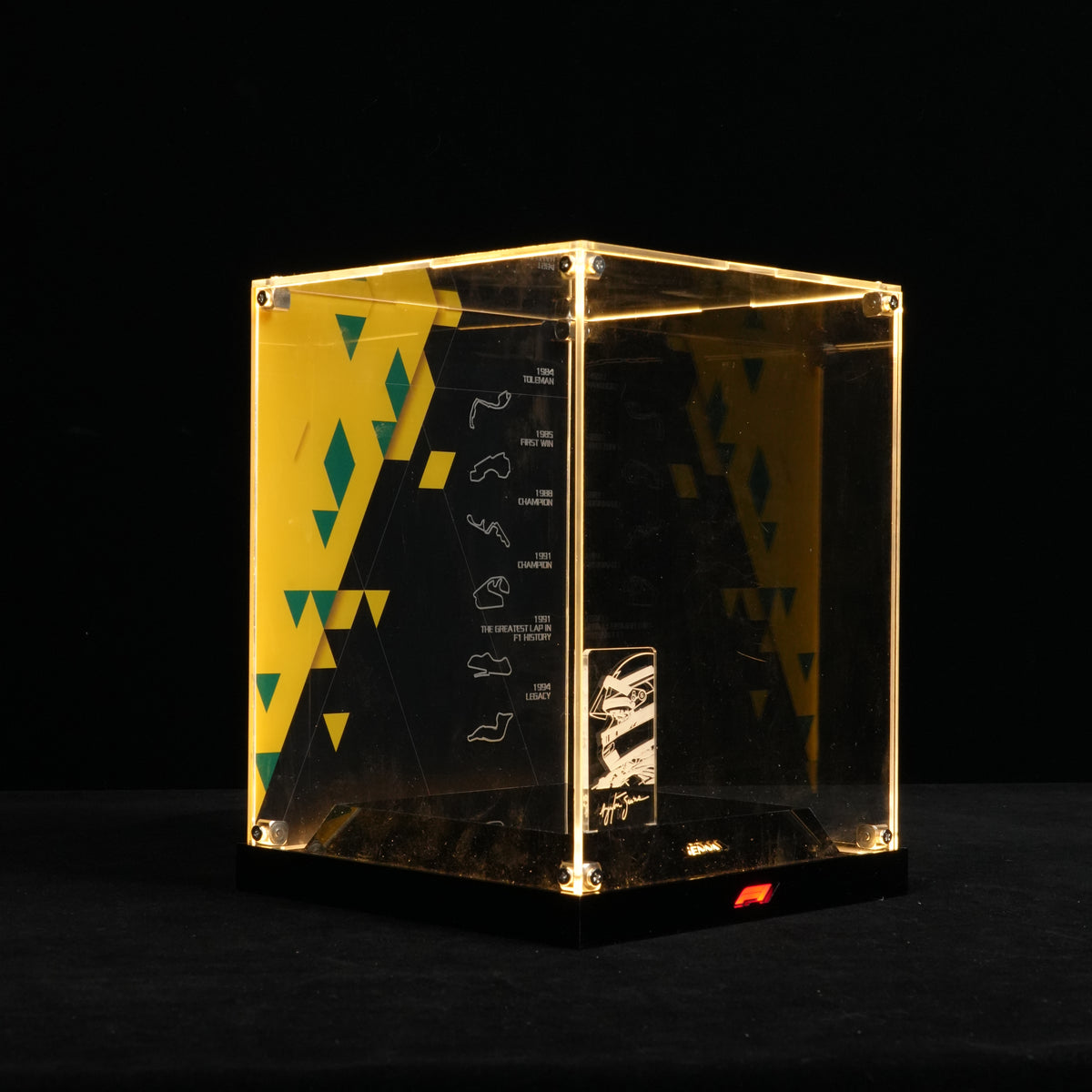 LED Light Acrylic Display Case for LEGO® Editions 43024 Ayrton Senna Helmet (LEGO® Set NOT Included)
