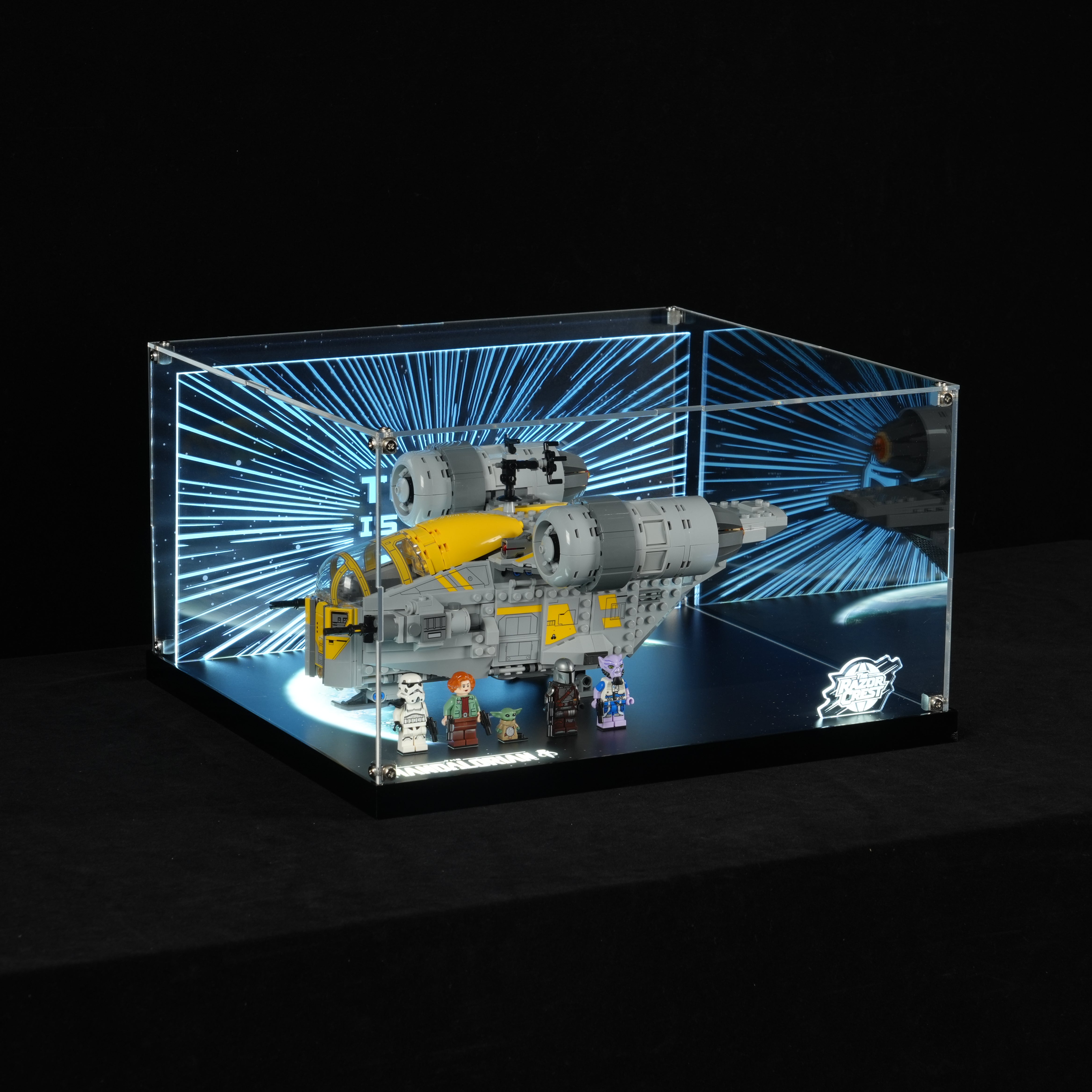 LED Light Acrylic Display Case for LEGO® Star Wars™ 75447 The Razor Crest™ (LEGO® Set NOT Include)