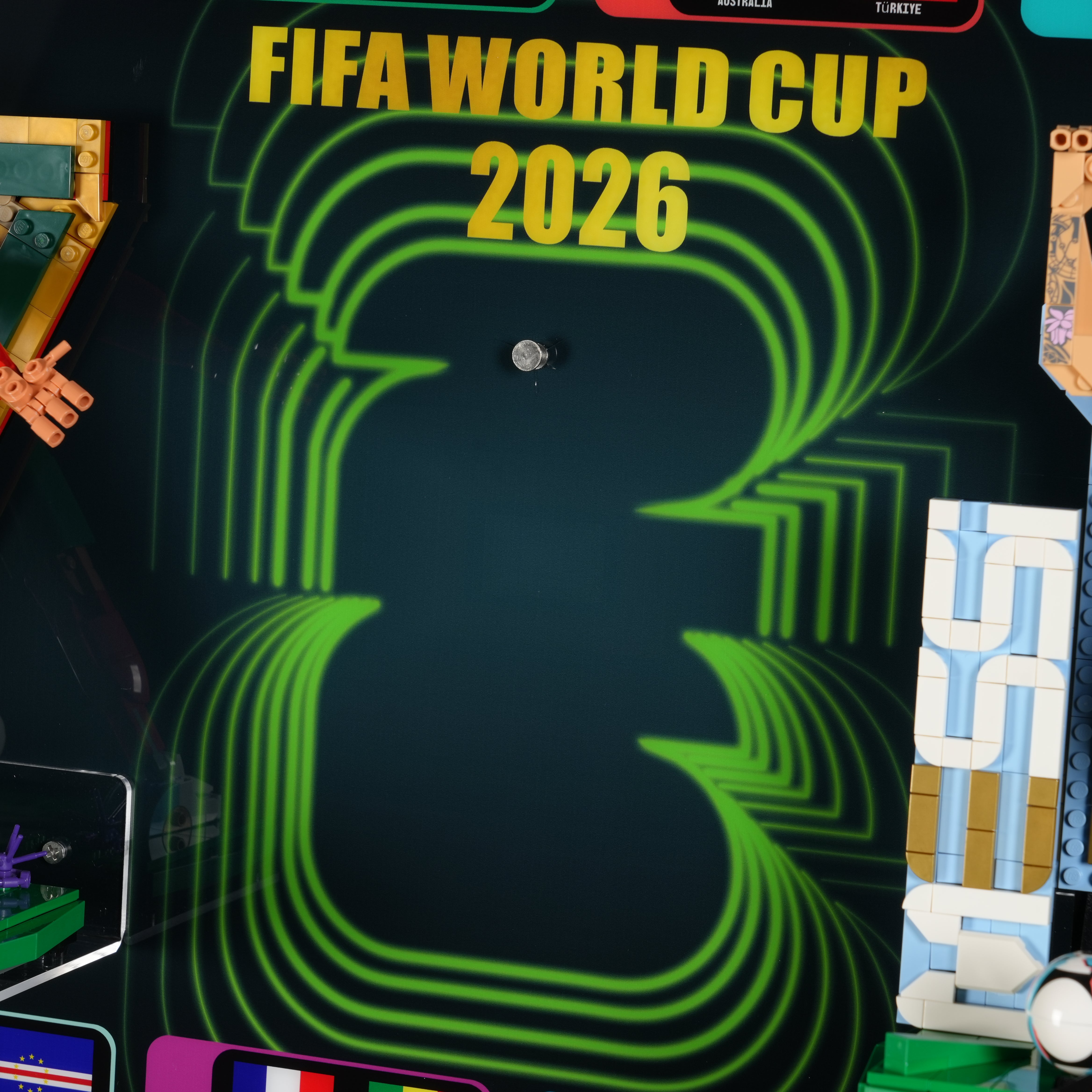 Acrylic Display Wall Mount for LEGO® Editions 43015  Lionel Messi +43032 FIFA World Cup + 43016 Cristiano Ronaldo.  3 in 1 (LEGO® Set Not Included).