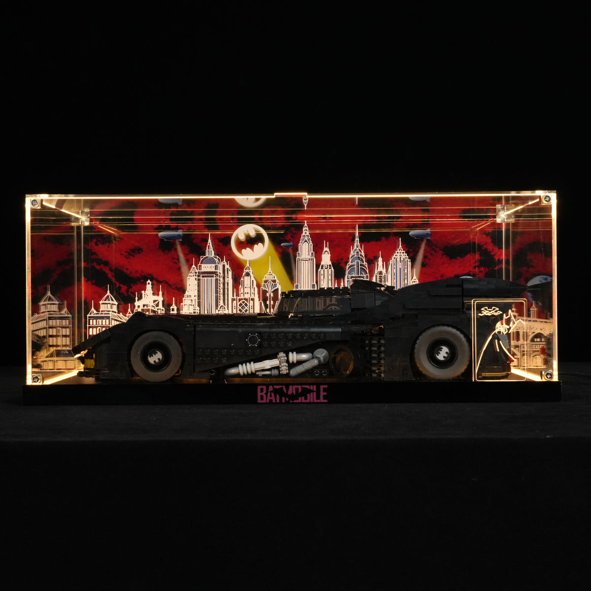 LED Light Acrylic Display Case for LEGO® Batman™ 76355 Batman Returns™ Batmobile™ (LEGO® Set NOT Include)