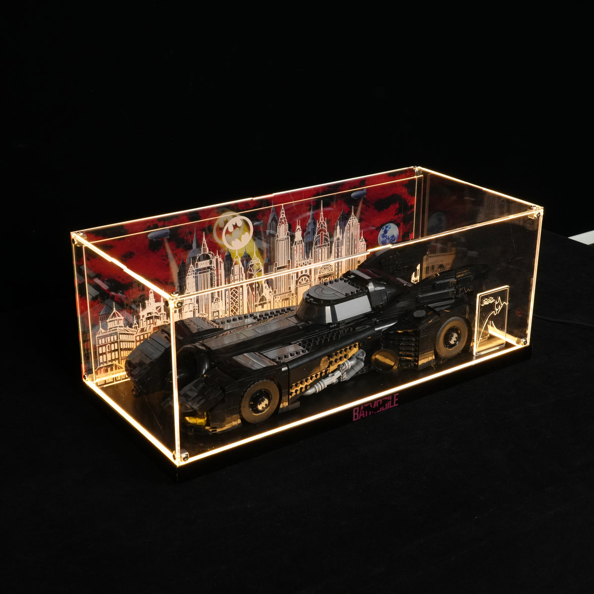 LED Light Acrylic Display Case for LEGO® Batman™ 76355 Batman Returns™ Batmobile™ (LEGO® Set NOT Include)