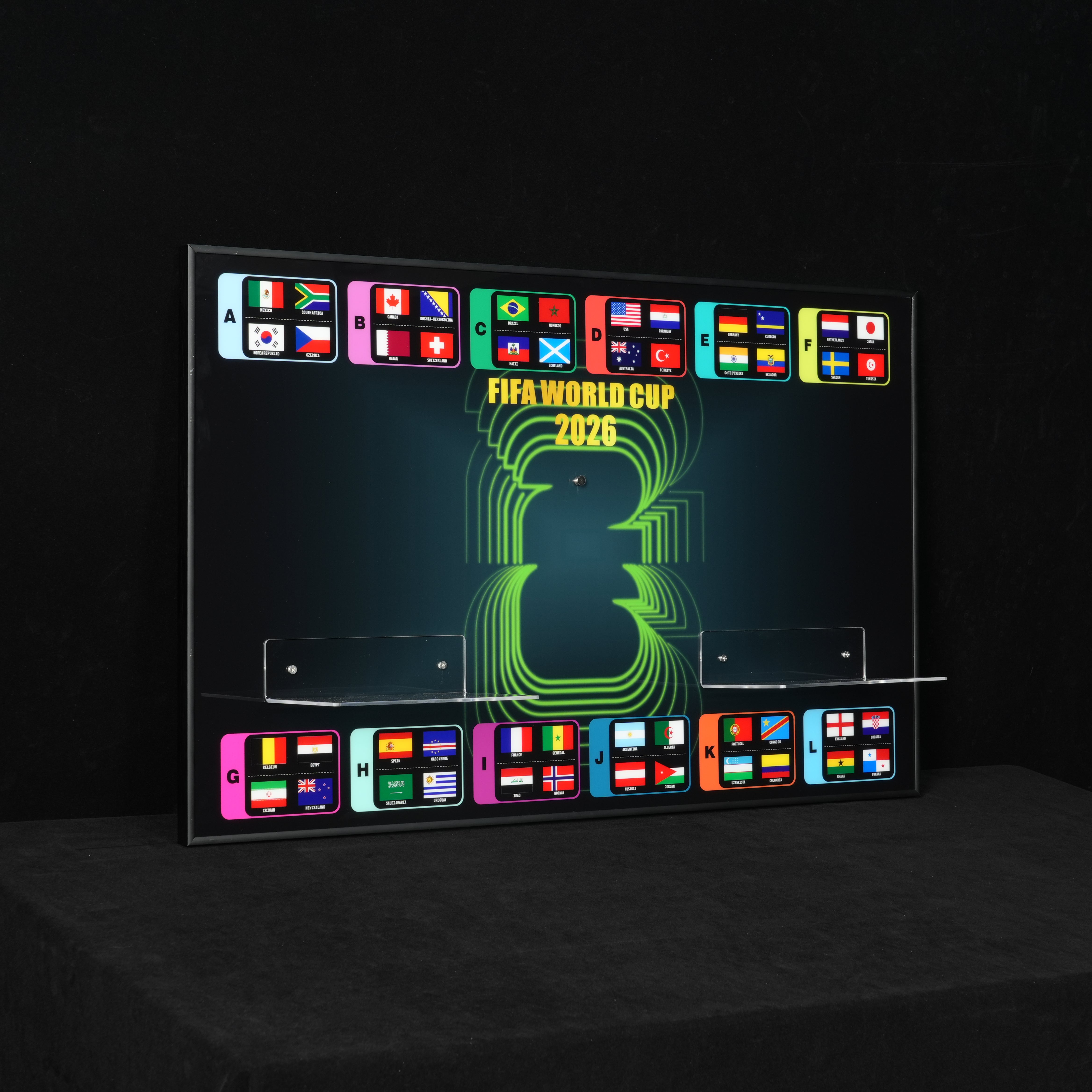 Acrylic Display Wall Mount for LEGO® Editions 43015  Lionel Messi +43032 FIFA World Cup + 43016 Cristiano Ronaldo.  3 in 1 (LEGO® Set Not Included).