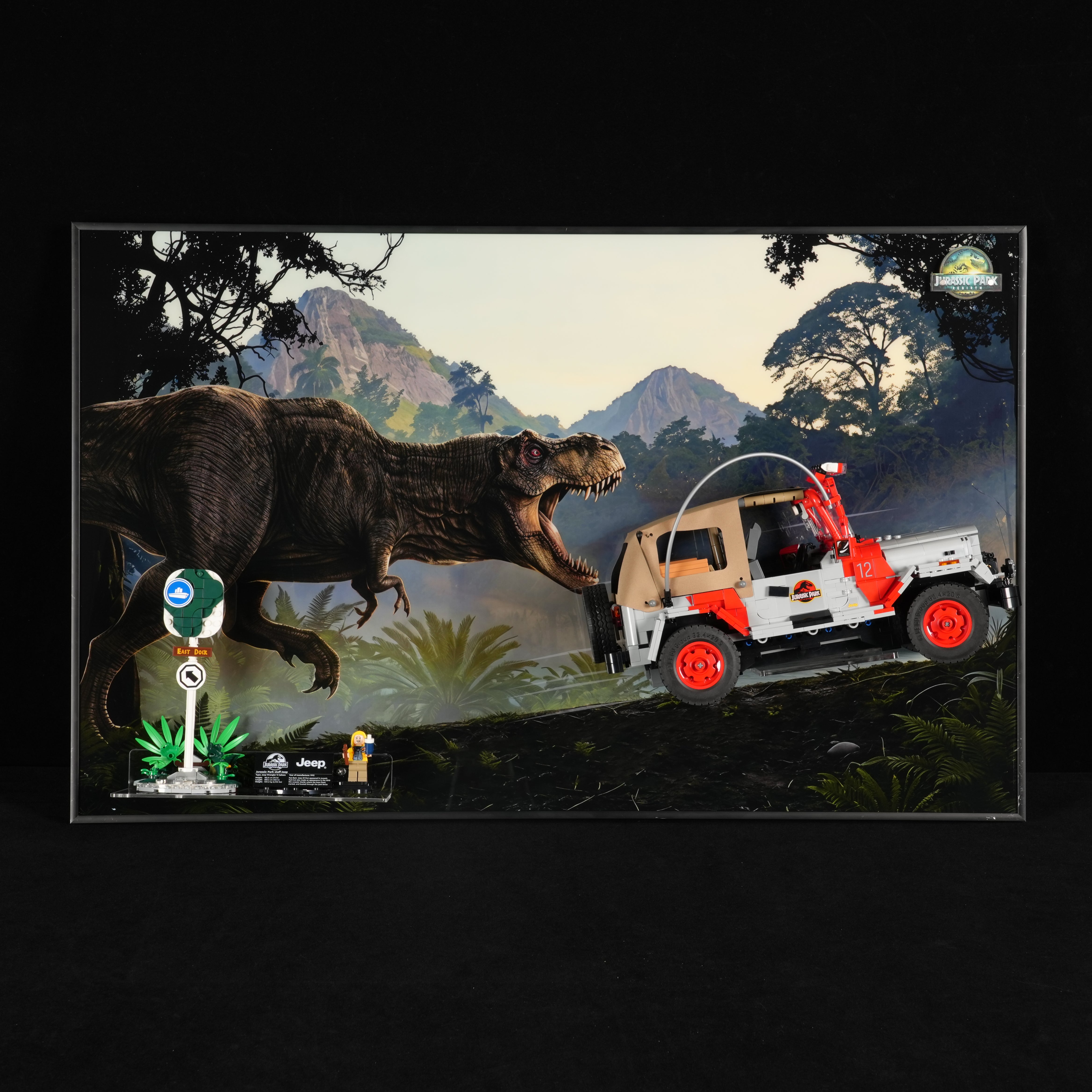 Acrylic Display Wall Mount for LEGO® Jurassic World™ 77984 Jurassic Park Jeep® Wrangler (LEGO® Set NOT Include)