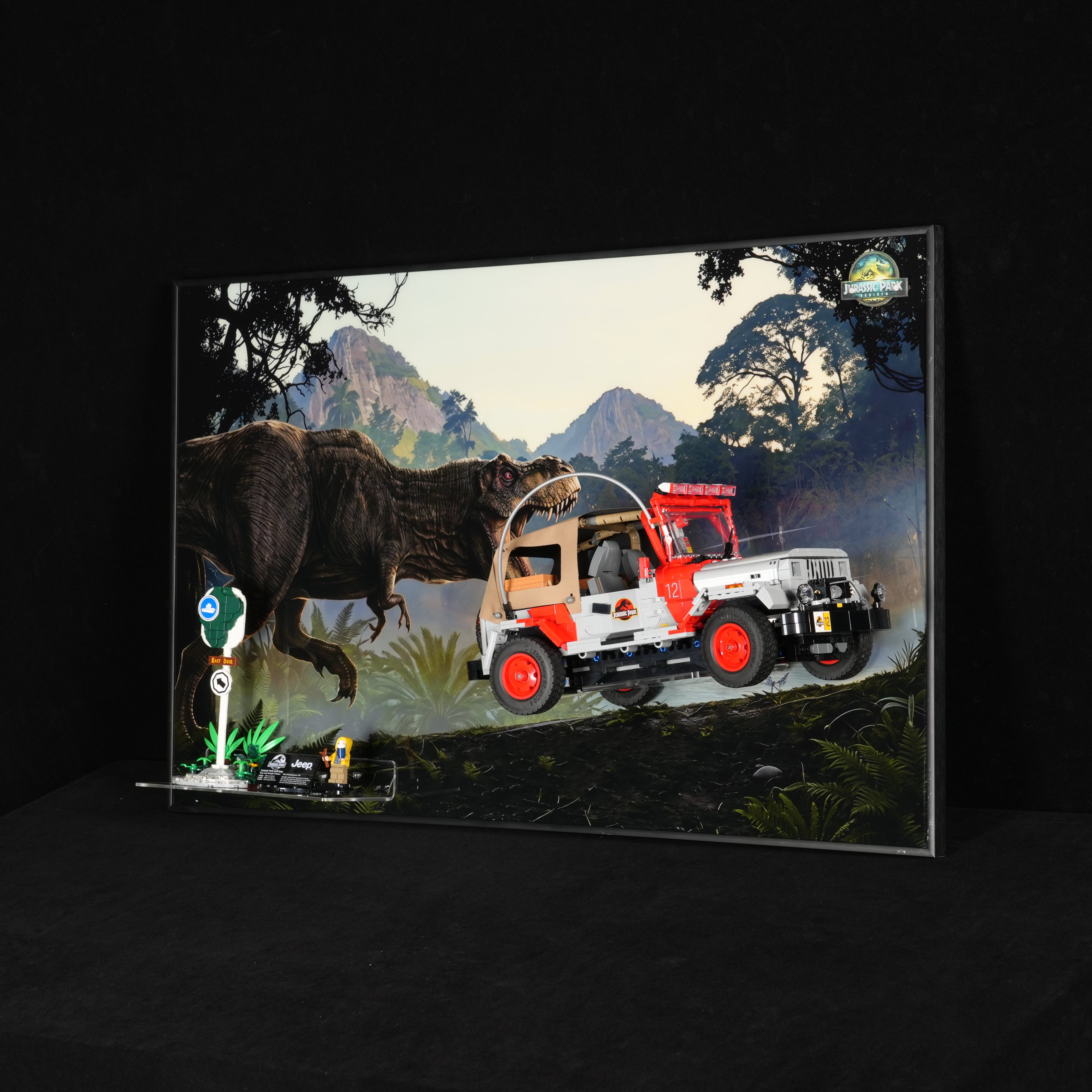 Acrylic Display Wall Mount for LEGO® Jurassic World™ 77984 Jurassic Park Jeep® Wrangler (LEGO® Set NOT Include)