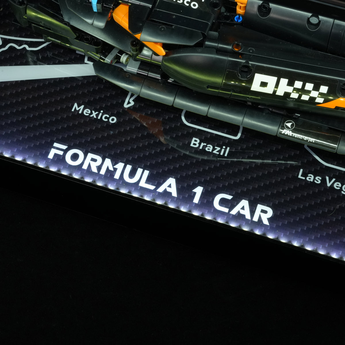 One-Piece Design LED Light Acrylic Display Case for LEGO® Technic™ 42228 McLaren MCL39 F1 Car (LEGO® Set NOT Include)