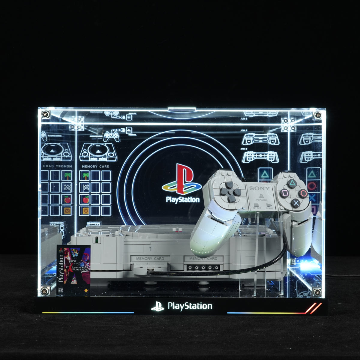 LED Light Acrylic Display Case for LEGO® 72306 PlayStation™ (LEGO® Set NOT Included)