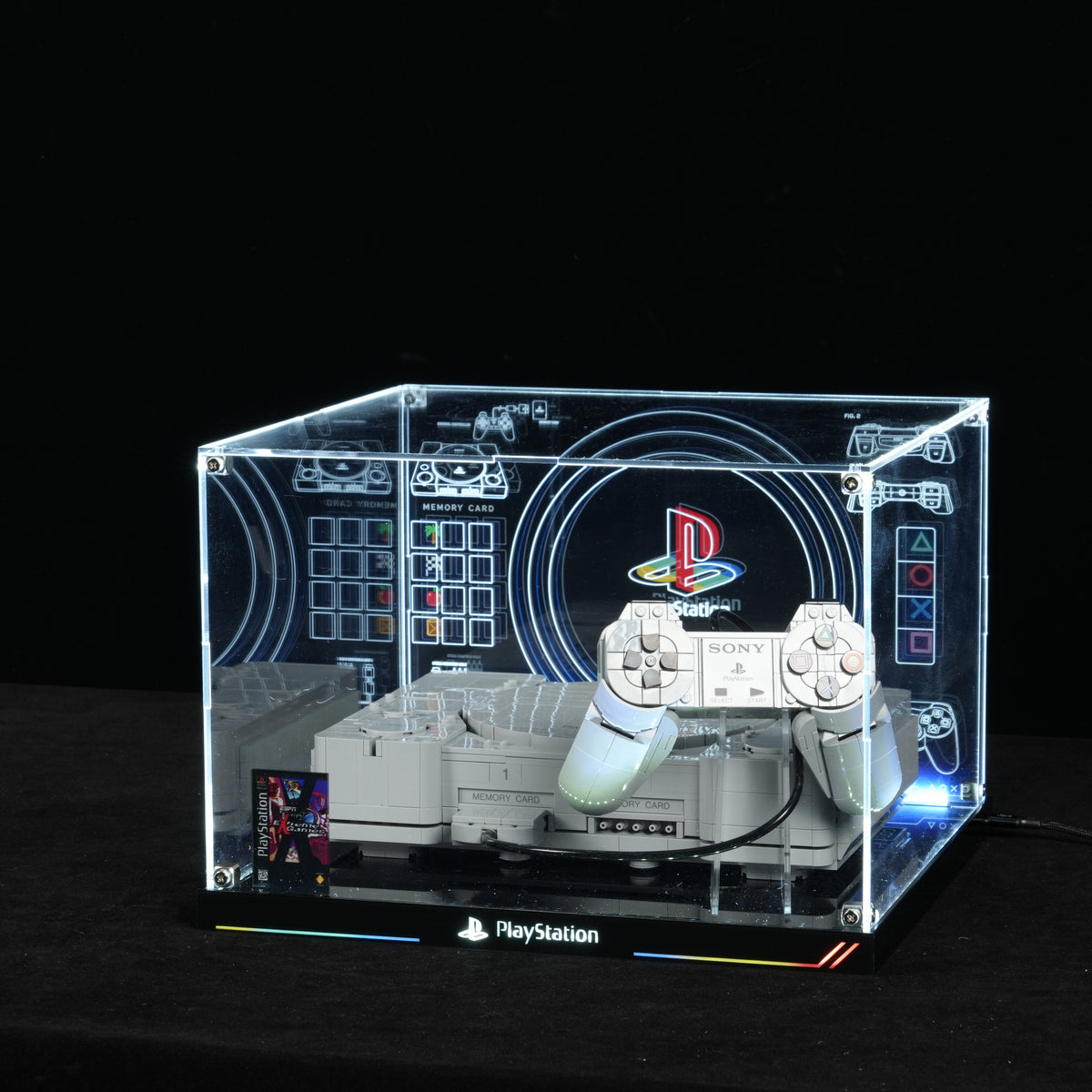 LED Light Acrylic Display Case for LEGO® 72306 PlayStation™ (LEGO® Set NOT Included)