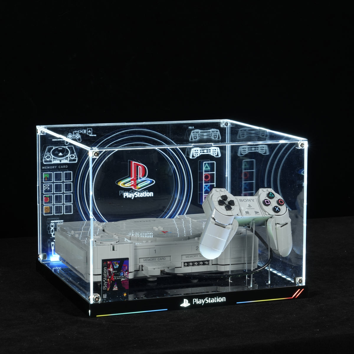 LED Light Acrylic Display Case for LEGO® 72306 PlayStation™ (LEGO® Set NOT Included)