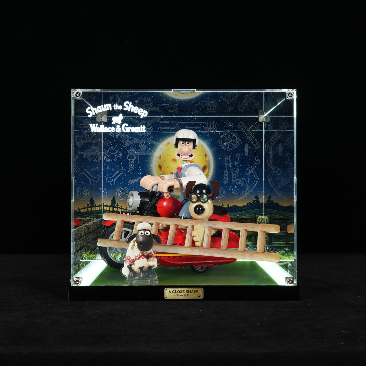 LED Light Acrylic Display Case for  LEGO® Ideas 21371 Wallace & Gromit (LEGO® Set Not Included).