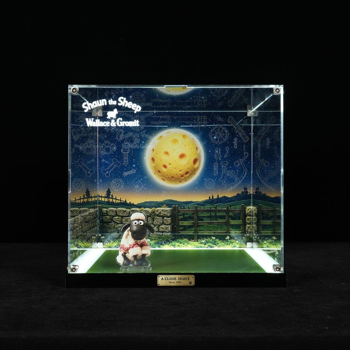 LED Light Acrylic Display Case for  LEGO® Ideas 21371 Wallace & Gromit (LEGO® Set Not Included).