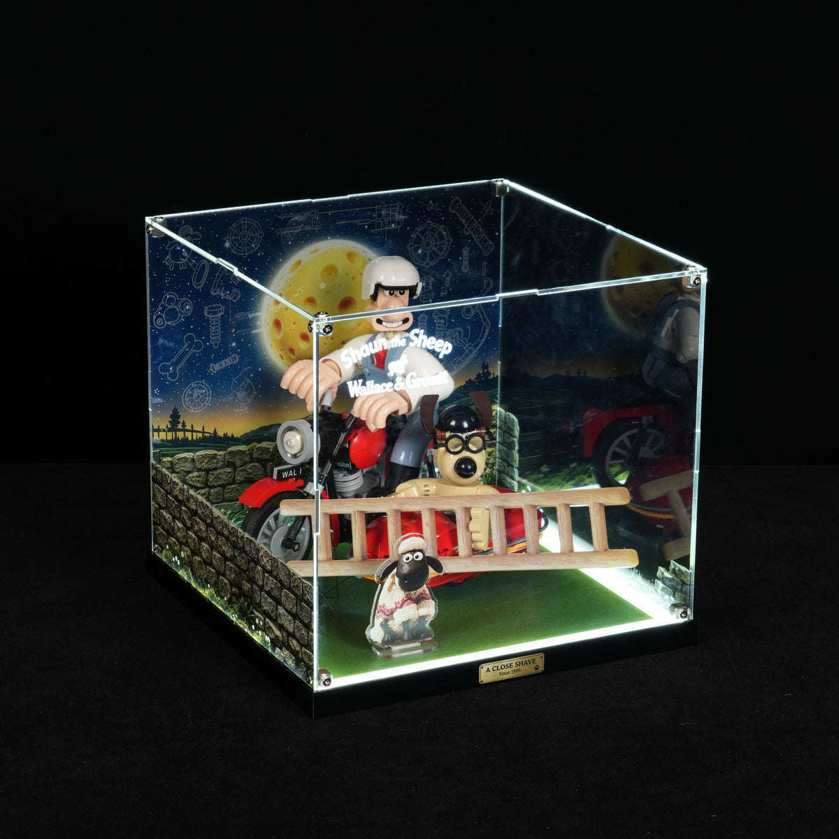 LED Light Acrylic Display Case for  LEGO® Ideas 21371 Wallace & Gromit (LEGO® Set Not Included).