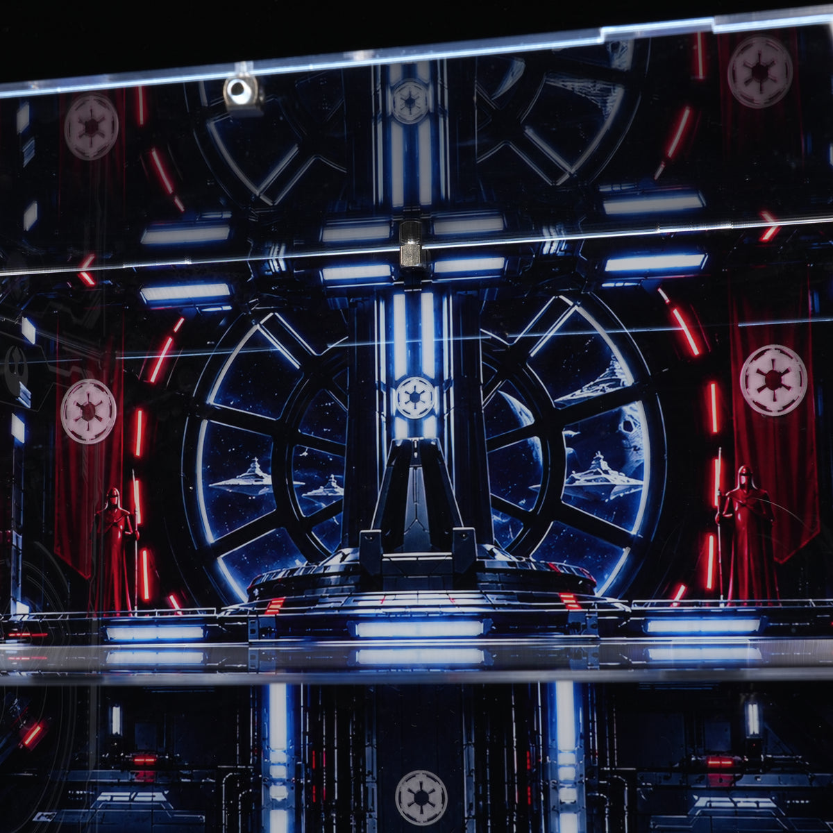 LED Light Acrylic Display Case for  LEGO® Star Wars™ 75427 SMART Play™: Throne Room Duel & A-Wing™ & 75421 SMART Play™:Darth Vader's TIE Fighter™ (LEGO® Set Not Included)