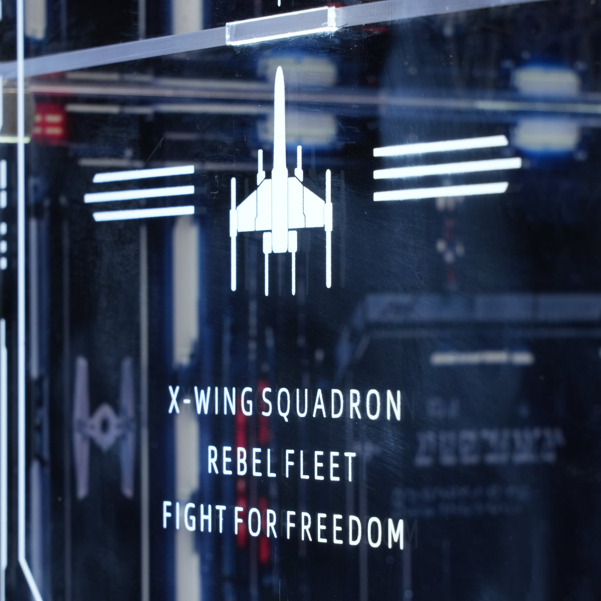 LED Light Acrylic Display Case for  LEGO® Star Wars™ 75427 SMART Play™: Throne Room Duel & A-Wing™ & 75421 SMART Play™:Darth Vader's TIE Fighter™ (LEGO® Set Not Included)