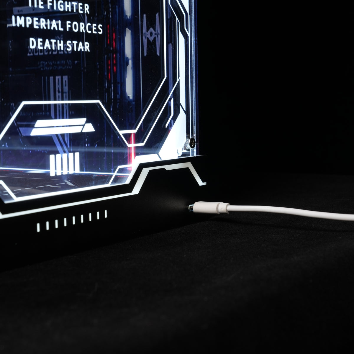 LED Light Acrylic Display Case for  LEGO® Star Wars™ 75427 SMART Play™: Throne Room Duel & A-Wing™ & 75421 SMART Play™:Darth Vader's TIE Fighter™ (LEGO® Set Not Included)