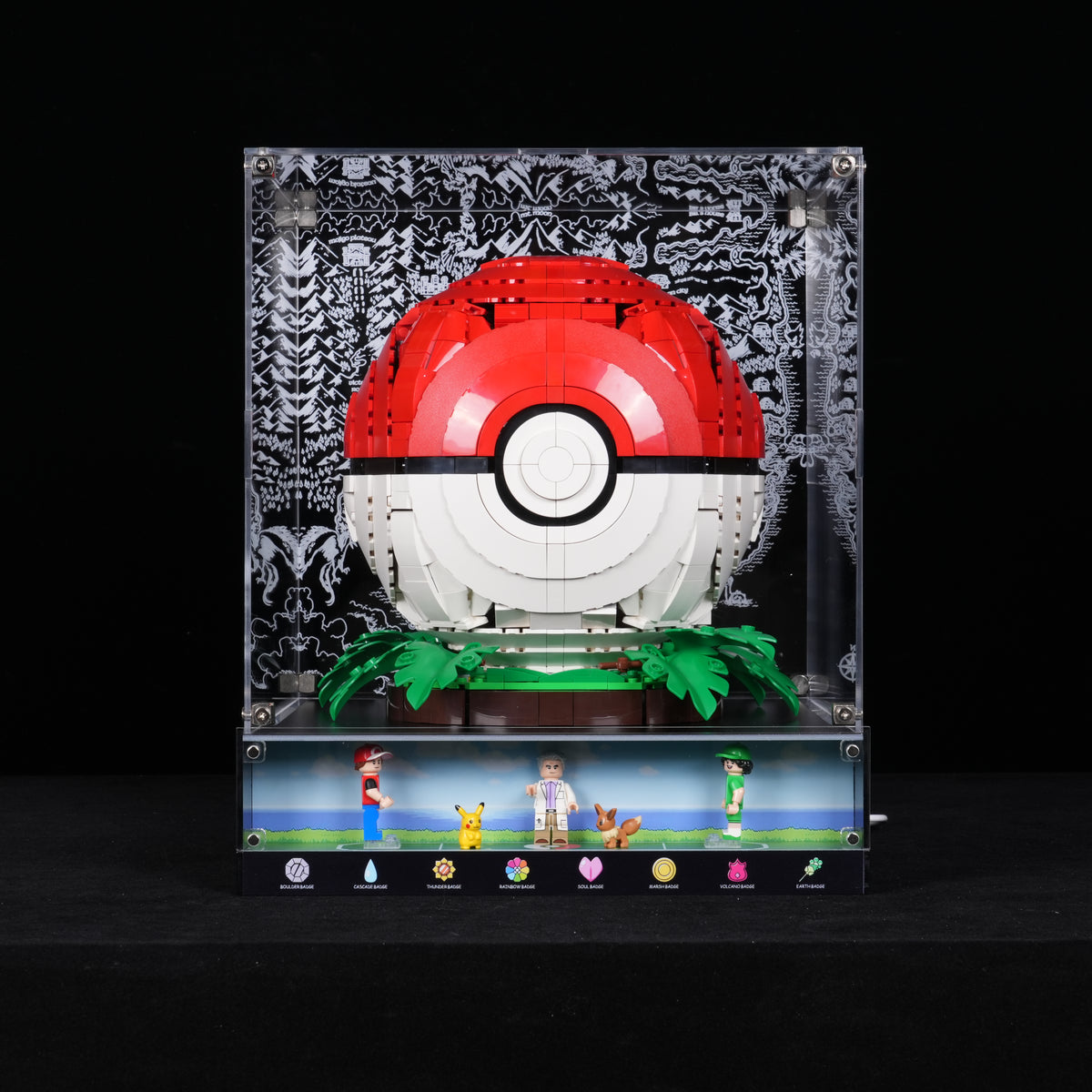 LED Light Acrylic Display Case for LEGO® Pokémon 72154 Iconic Trainer Moments Poké Ball (LEGO® Set Not Included)