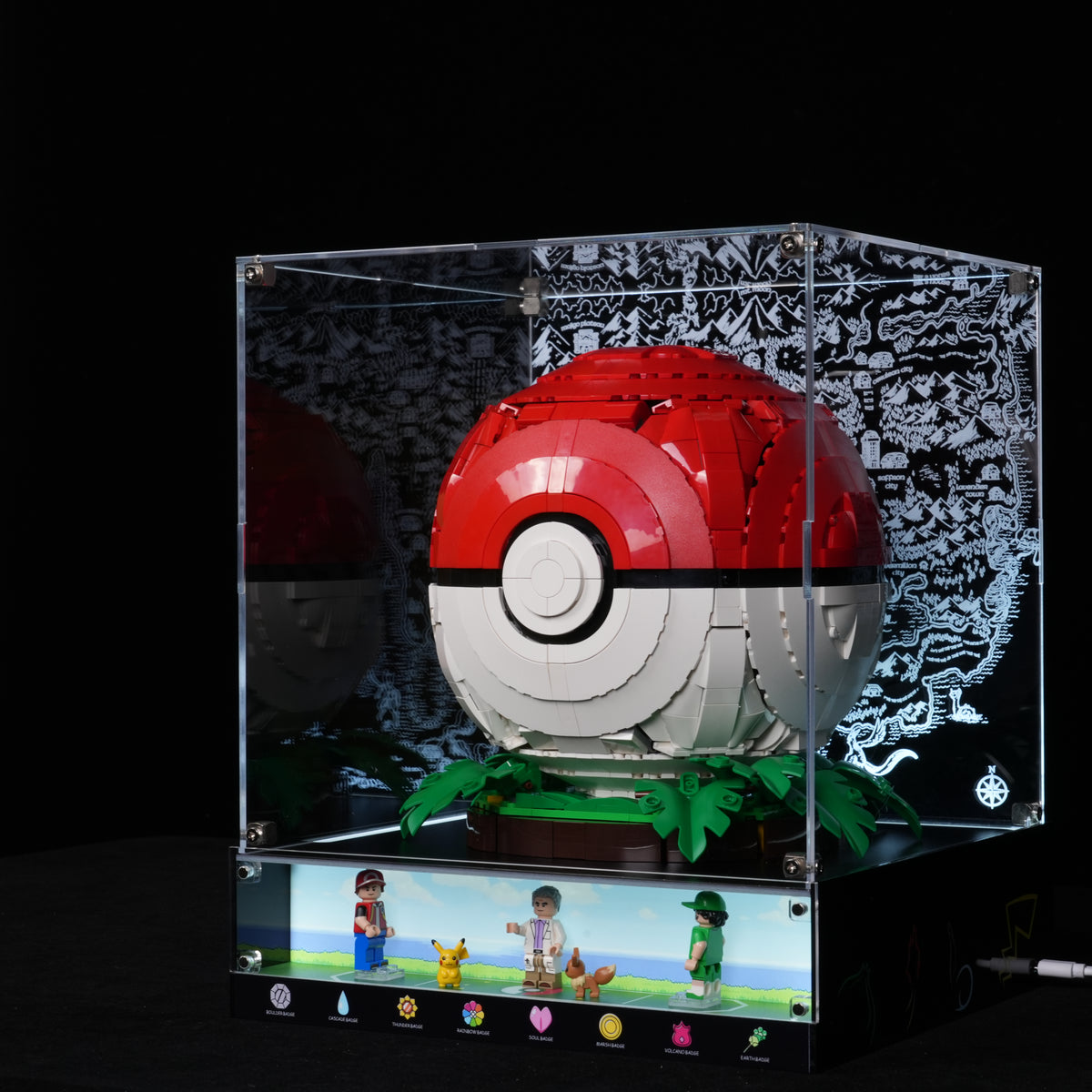 LED Light Acrylic Display Case for LEGO® Pokémon 72154 Iconic Trainer Moments Poké Ball (LEGO® Set Not Included)