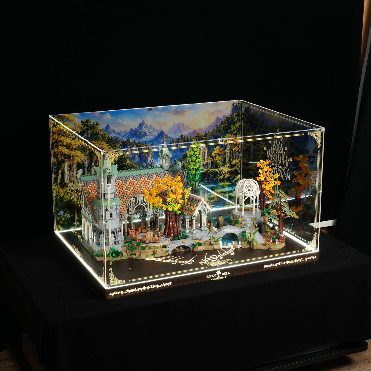 LED Light Acrylic Display Case for LEGO® 10316 RIVENDELL™ (LEGO® Set NOT Included)