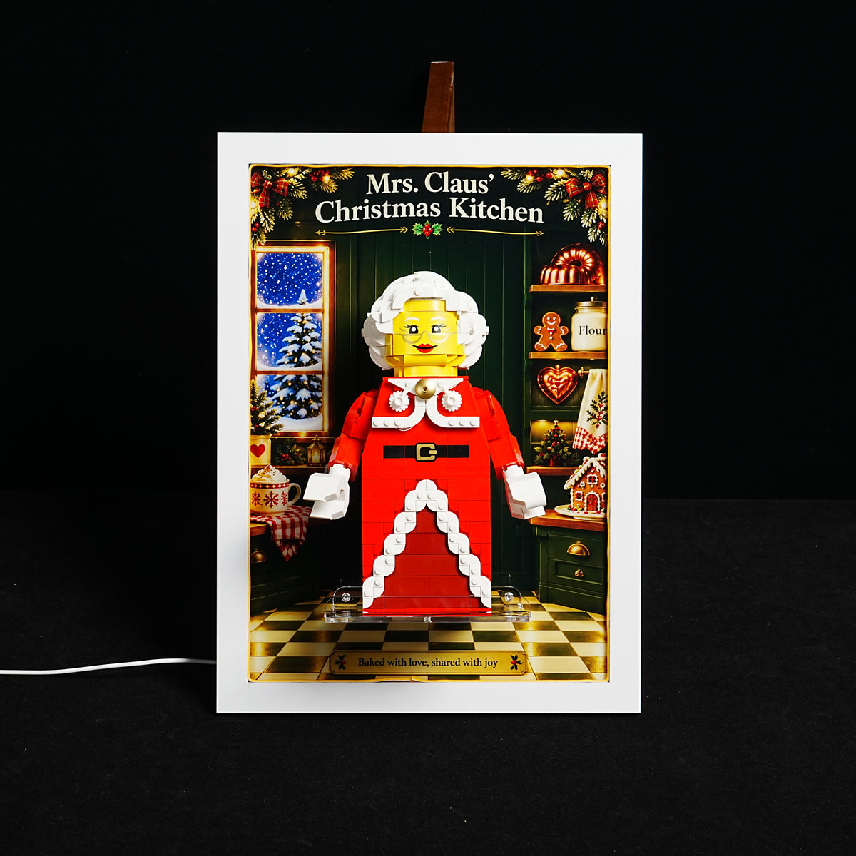 LED Light Display Wall Mount for LEGO® 40874 Santa's Holiday Countdown or 40875 Up-Scaled Mrs. Claus Minifigure(LEGO® Set NOT Included)
