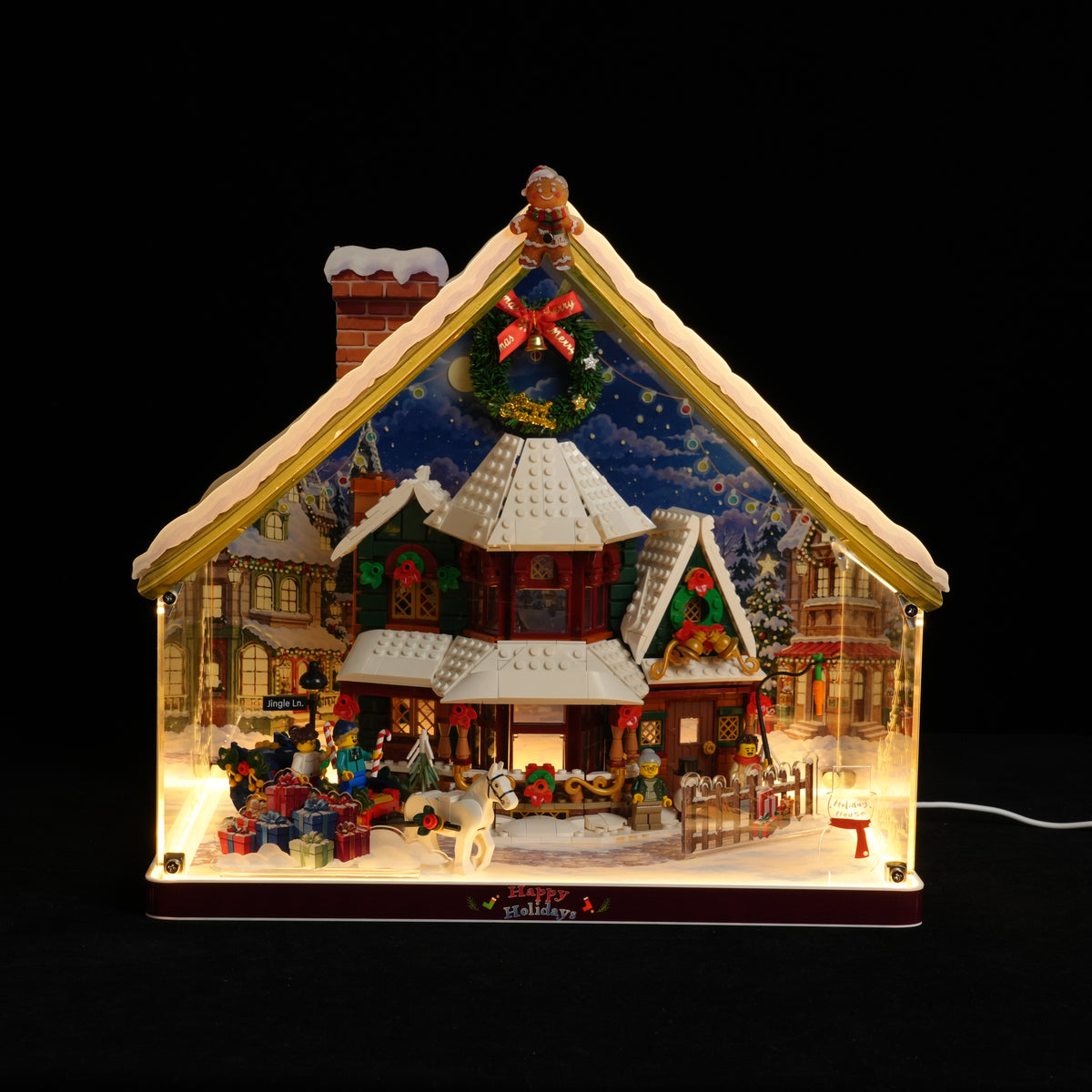 LED Light Acrylic Display Case for LEGO® Icons 11387 Holiday House (LEGO® Set Not Included)