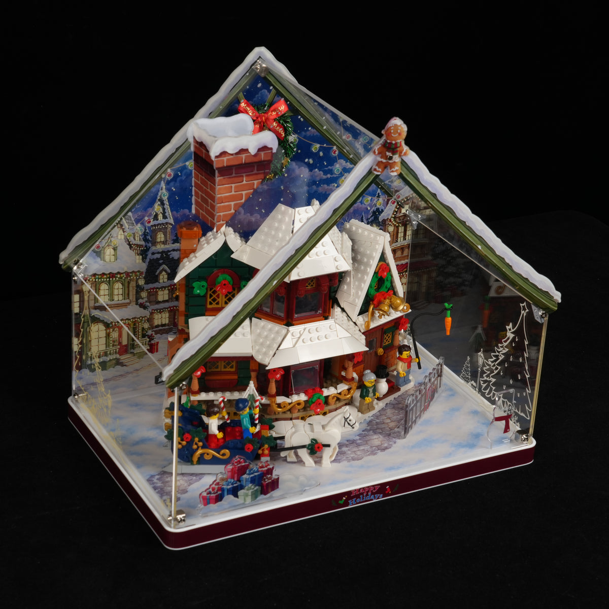 LED Light Acrylic Display Case for LEGO® Icons 11387 Holiday House (LEGO® Set Not Included)