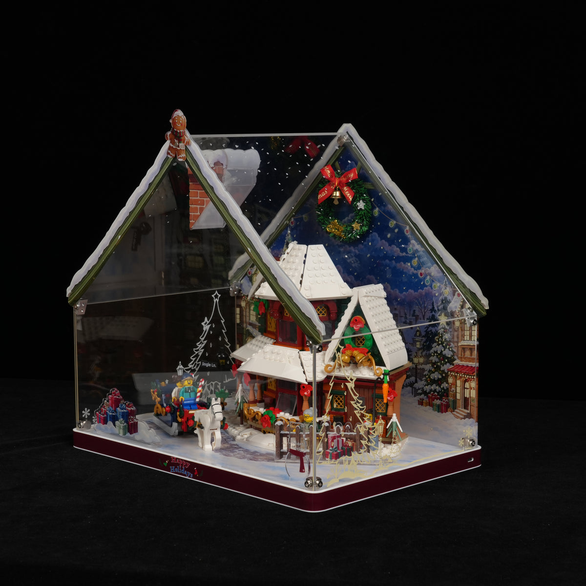 LED Light Acrylic Display Case for LEGO® Icons 11387 Holiday House (LEGO® Set Not Included)