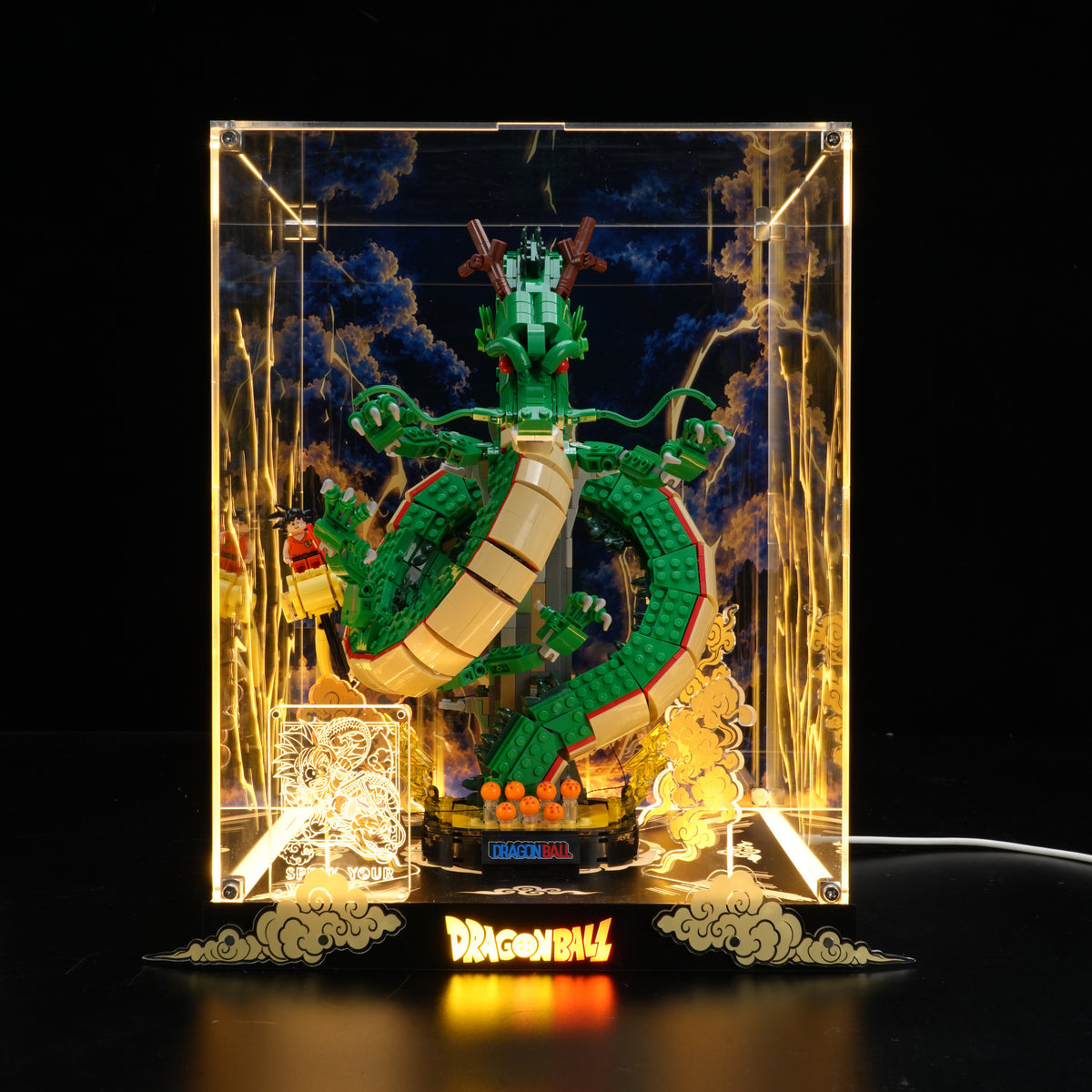 LED Light Acrylic Display Case for LEGO® Icons 11390 Dragon Ball: Shenron & Goku(LEGO® Set Not Included)