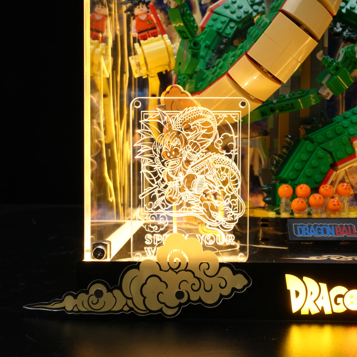 LED Light Acrylic Display Case for LEGO® Icons 11390 Dragon Ball: Shenron & Goku(LEGO® Set Not Included)