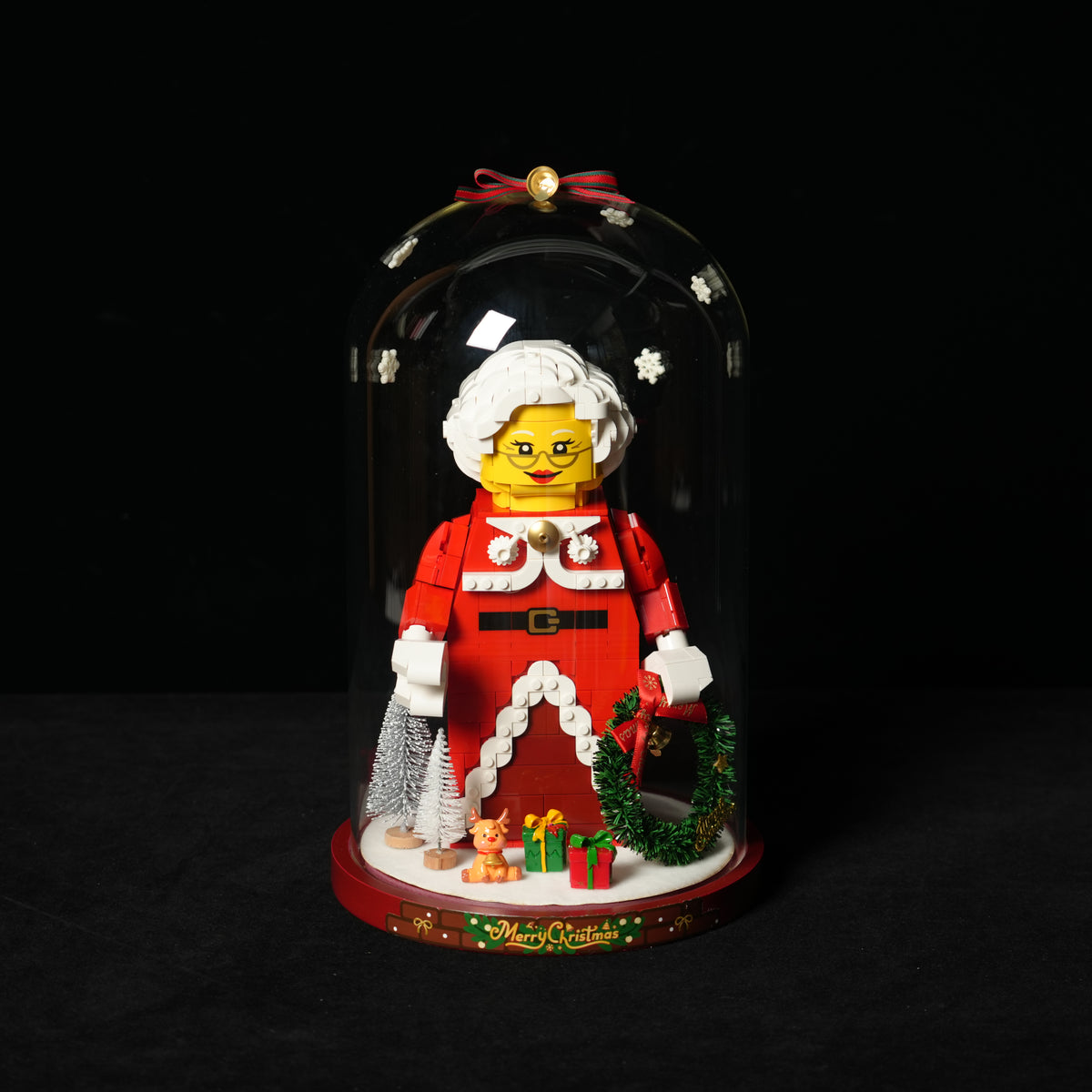 LED Light Display Glass Dome for LEGO® 40874 Santa's Holiday Countdown / 40865 Buddy the Elf / 40875 Up-Scaled Mrs. Claus Minifigure (LEGO® Set NOT Included)
