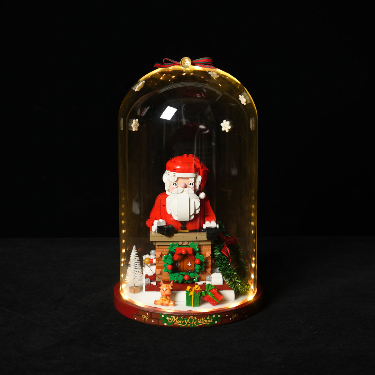 LED Light Display Glass Dome for LEGO® 40874 Santa's Holiday Countdown / 40865 Buddy the Elf / 40875 Up-Scaled Mrs. Claus Minifigure (LEGO® Set NOT Included)