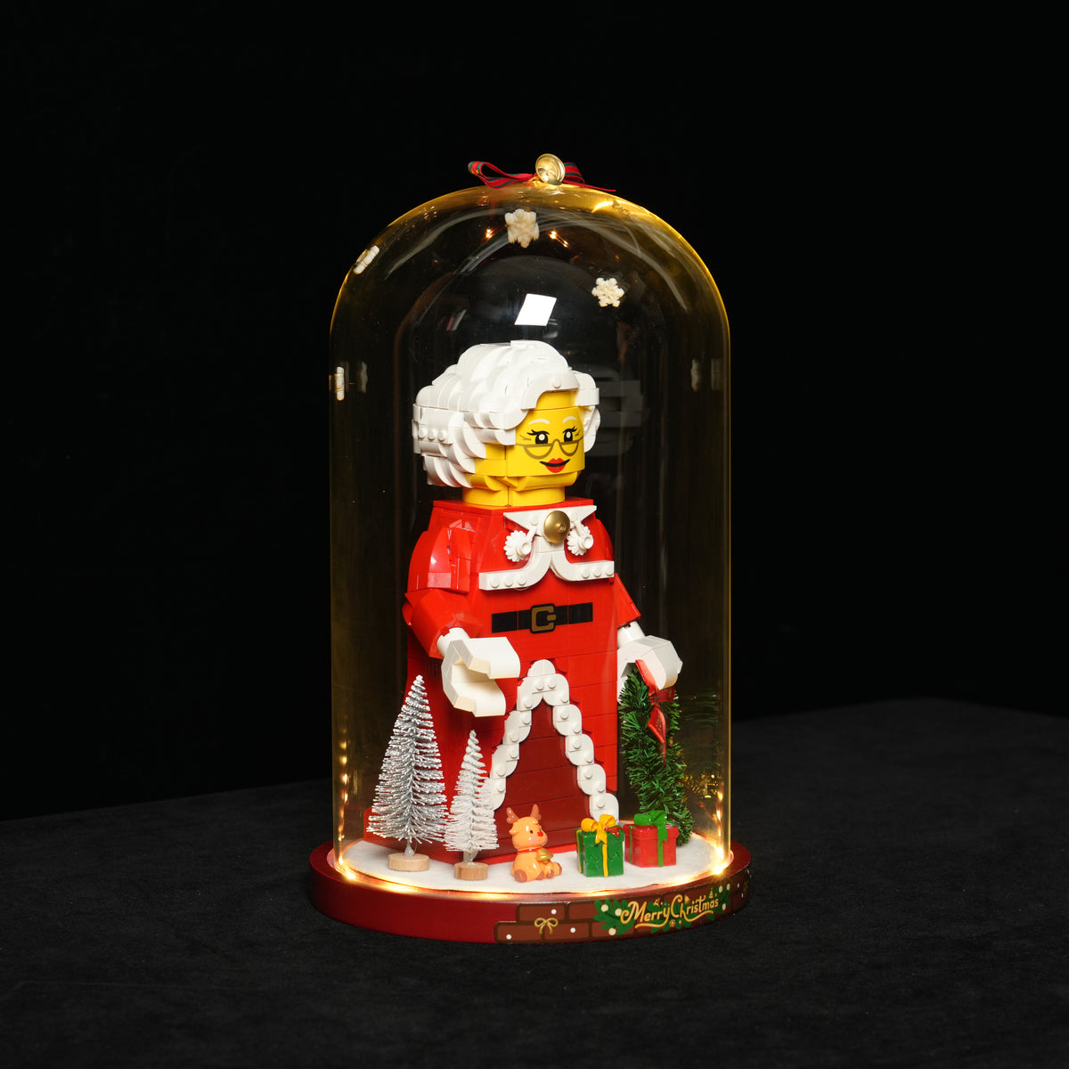 LED Light Display Glass Dome for LEGO® 40874 Santa's Holiday Countdown / 40865 Buddy the Elf / 40875 Up-Scaled Mrs. Claus Minifigure (LEGO® Set NOT Included)
