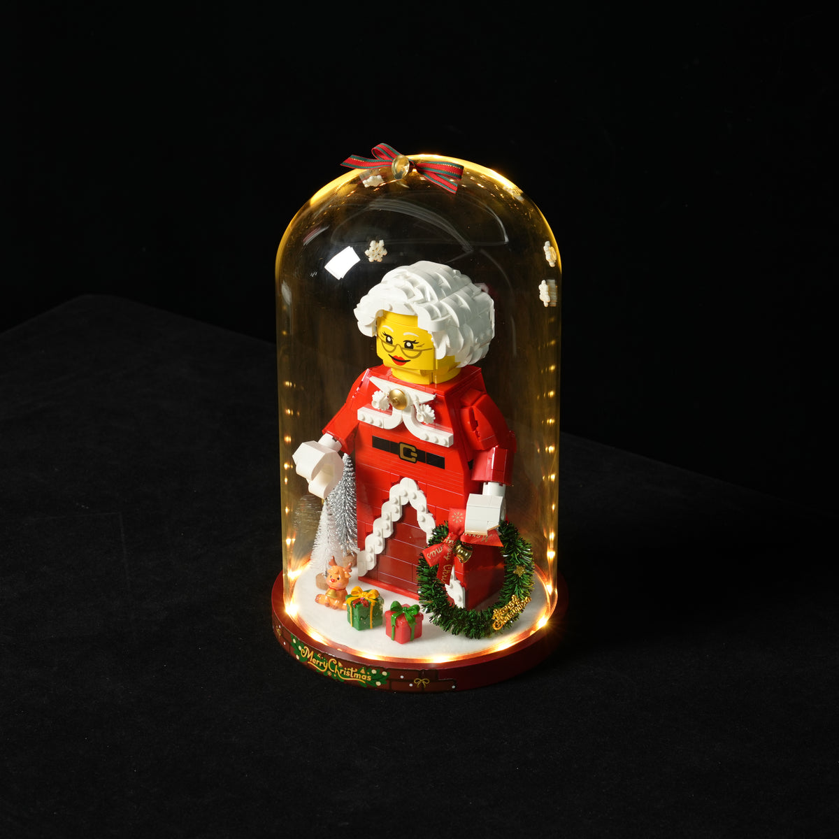 LED Light Display Glass Dome for LEGO® 40874 Santa's Holiday Countdown / 40865 Buddy the Elf / 40875 Up-Scaled Mrs. Claus Minifigure (LEGO® Set NOT Included)