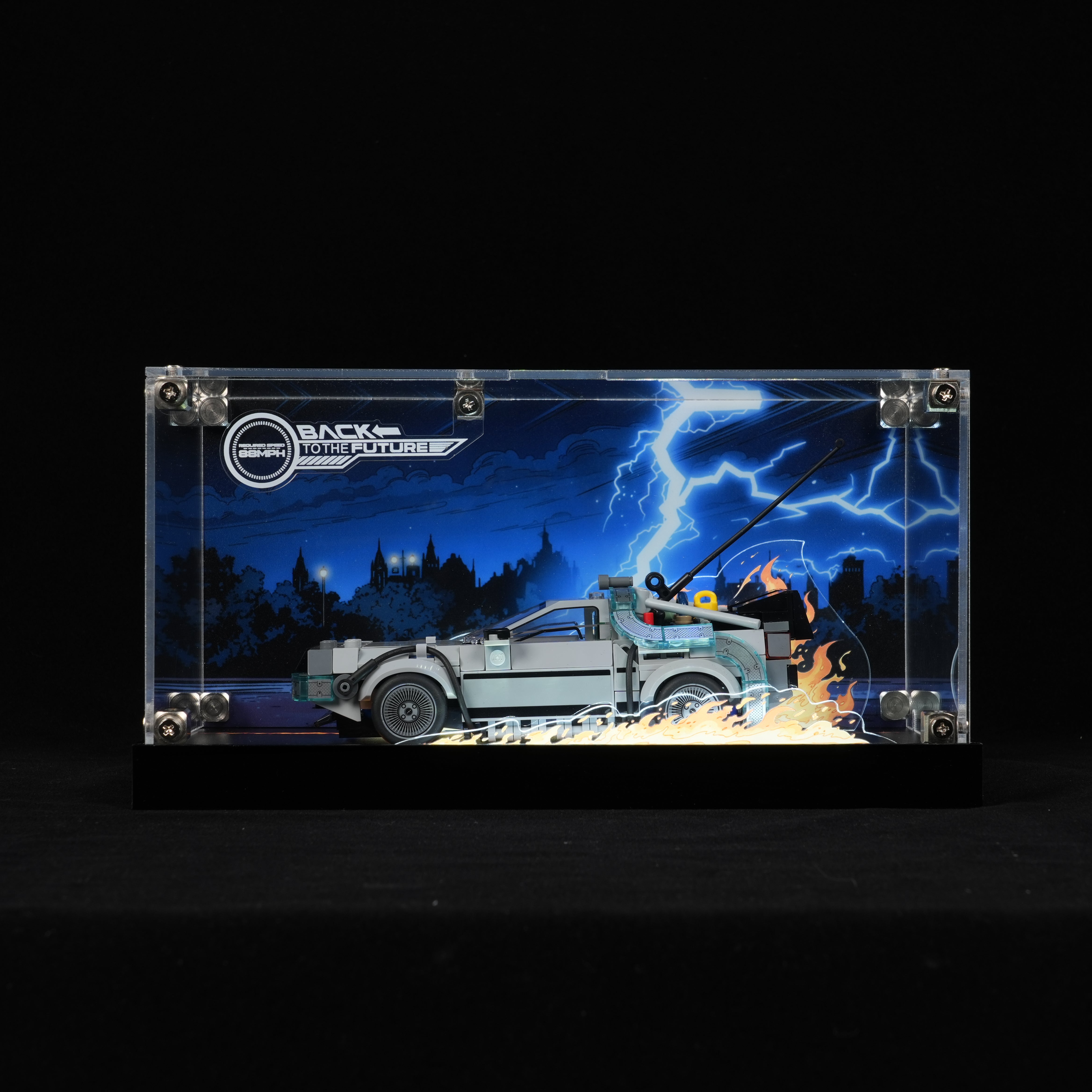 LookBricks Acrylic Display Case for LEGO® Speed Champions 77256 Time Machine from Back to the Future  (LEGO® Set NOT Include)