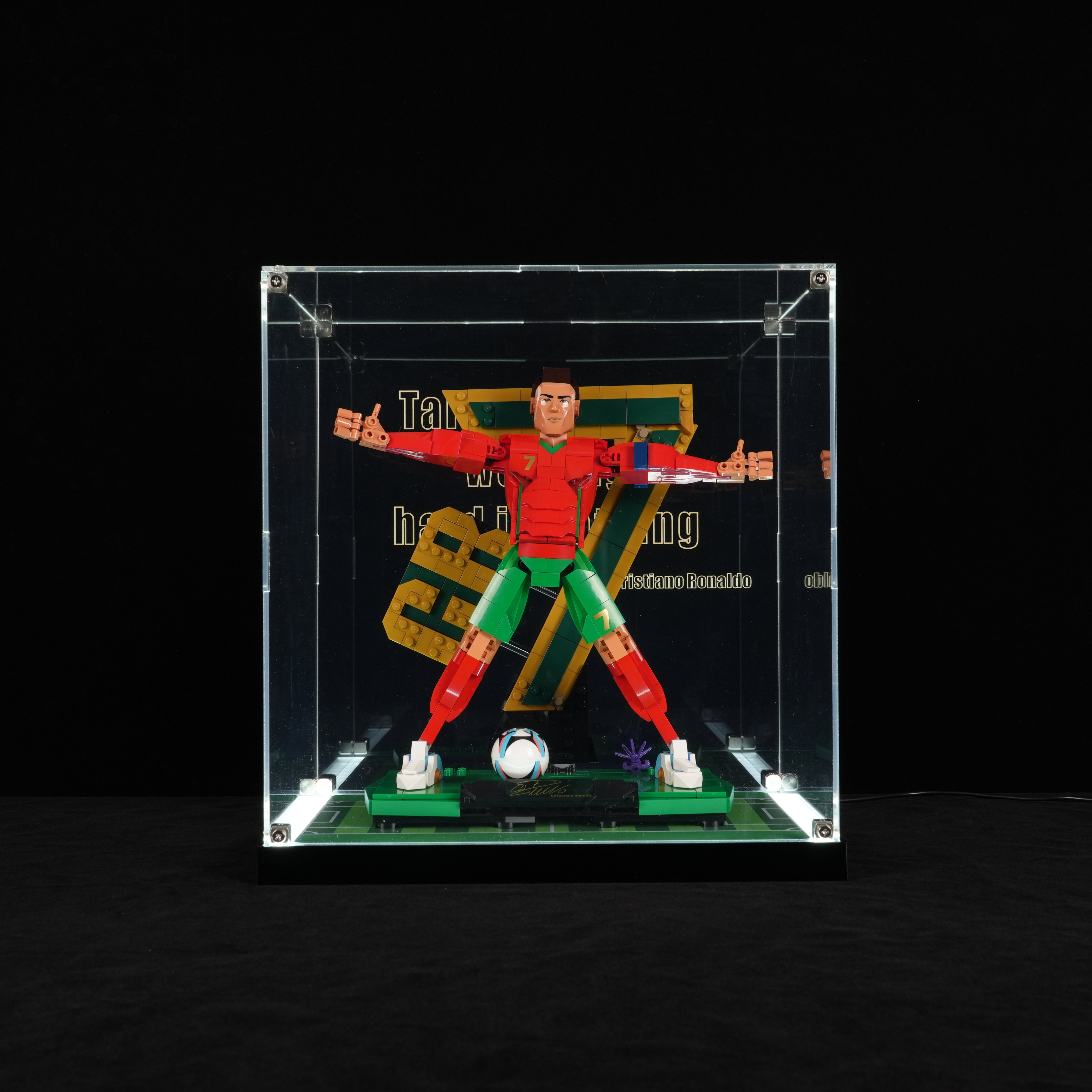 LED Light Acrylic Display Case for LEGO® Editions 43016 Cristiano Ronaldo – Football Legend (LEGO® Set NOT Included)