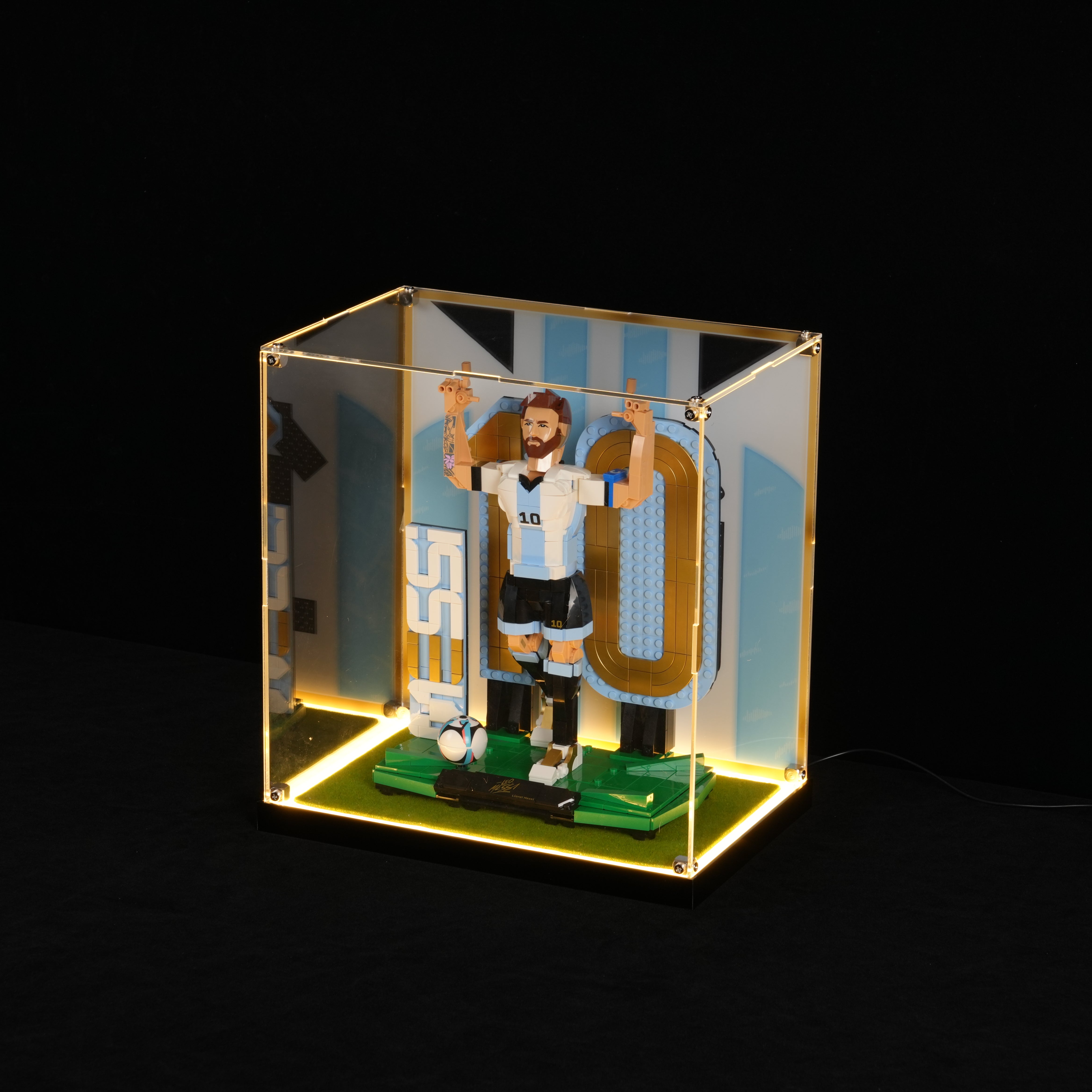 LED Light Acrylic Display Case for LEGO® Editions 43015 Lionel Messi – Football Legend (LEGO® Set NOT Included)