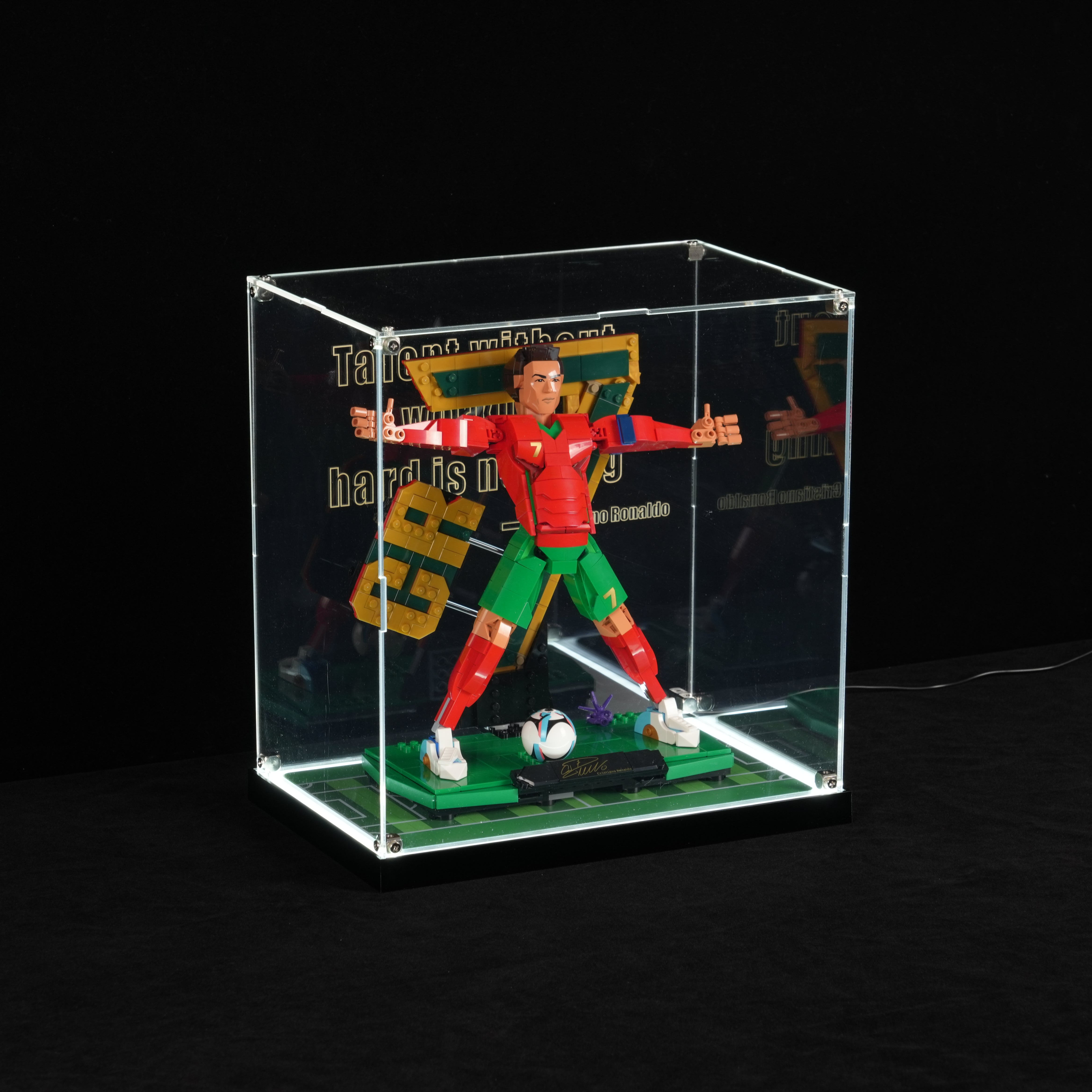 LED Light Acrylic Display Case for LEGO® Editions 43016 Cristiano Ronaldo – Football Legend (LEGO® Set NOT Included)