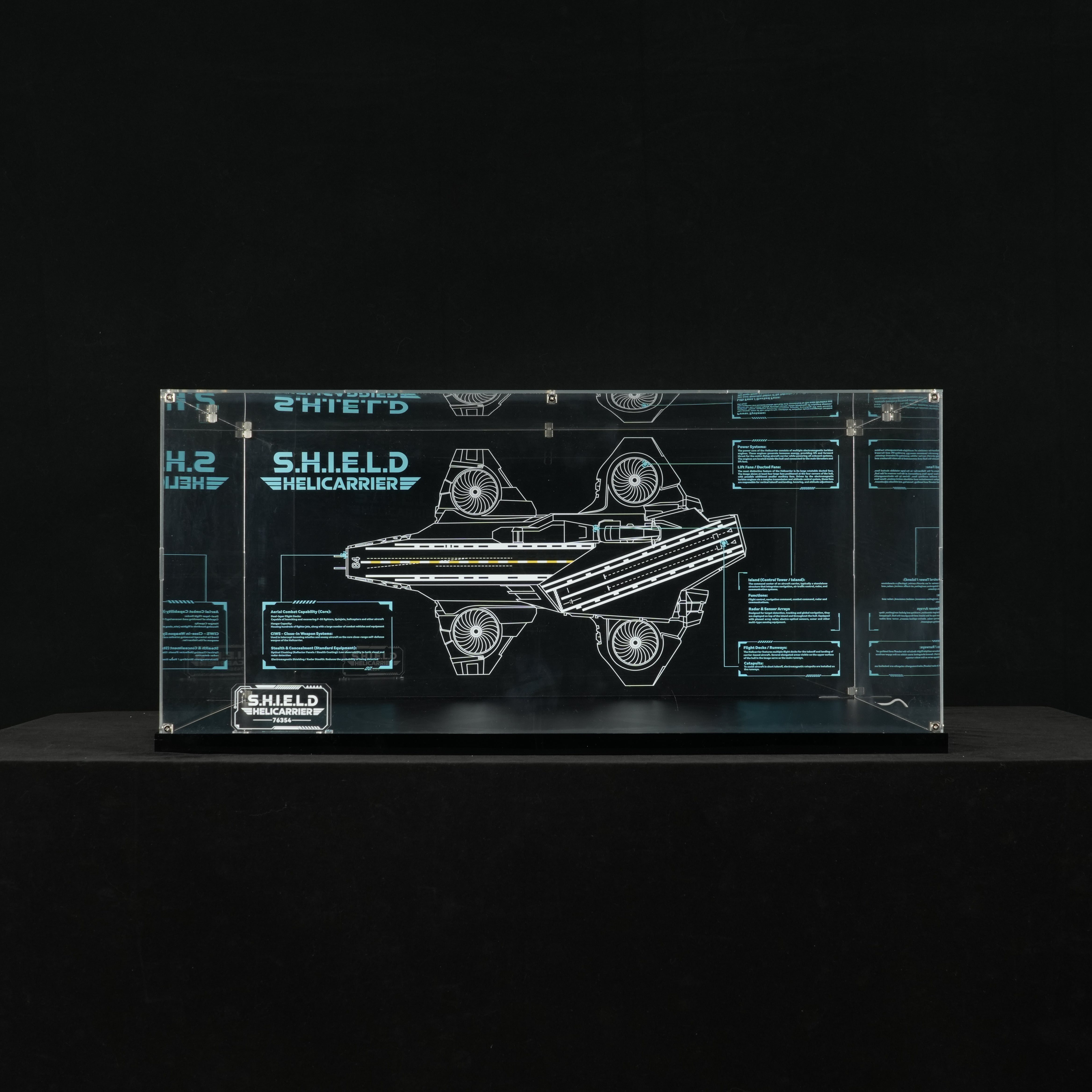 LED Light Acrylic Display Case for LEGO® Marvel 76354 S.H.I.E.L.D. Helicarrier (LEGO® Set Not Included).