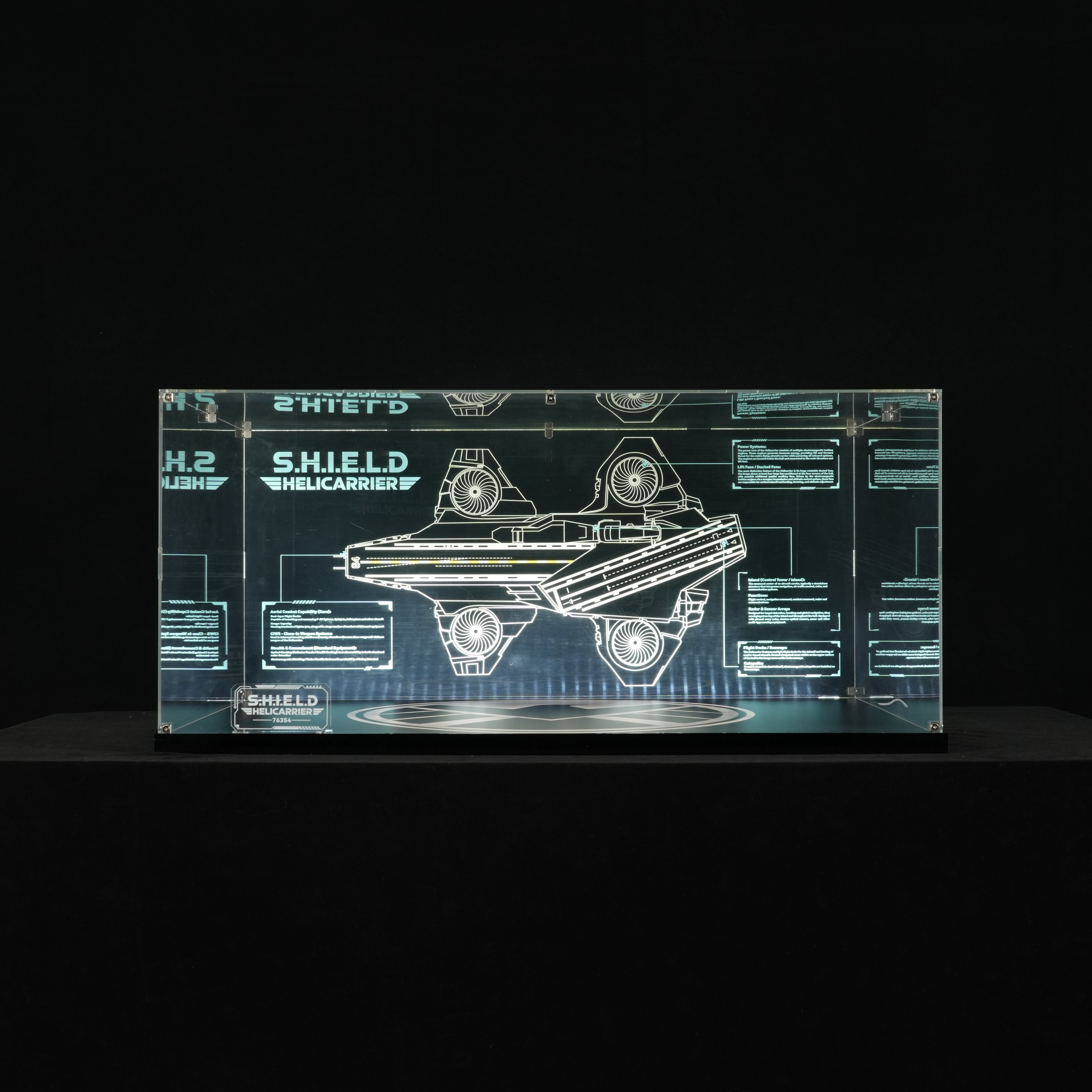 LED Light Acrylic Display Case for LEGO® Marvel 76354 S.H.I.E.L.D. Helicarrier (LEGO® Set Not Included).