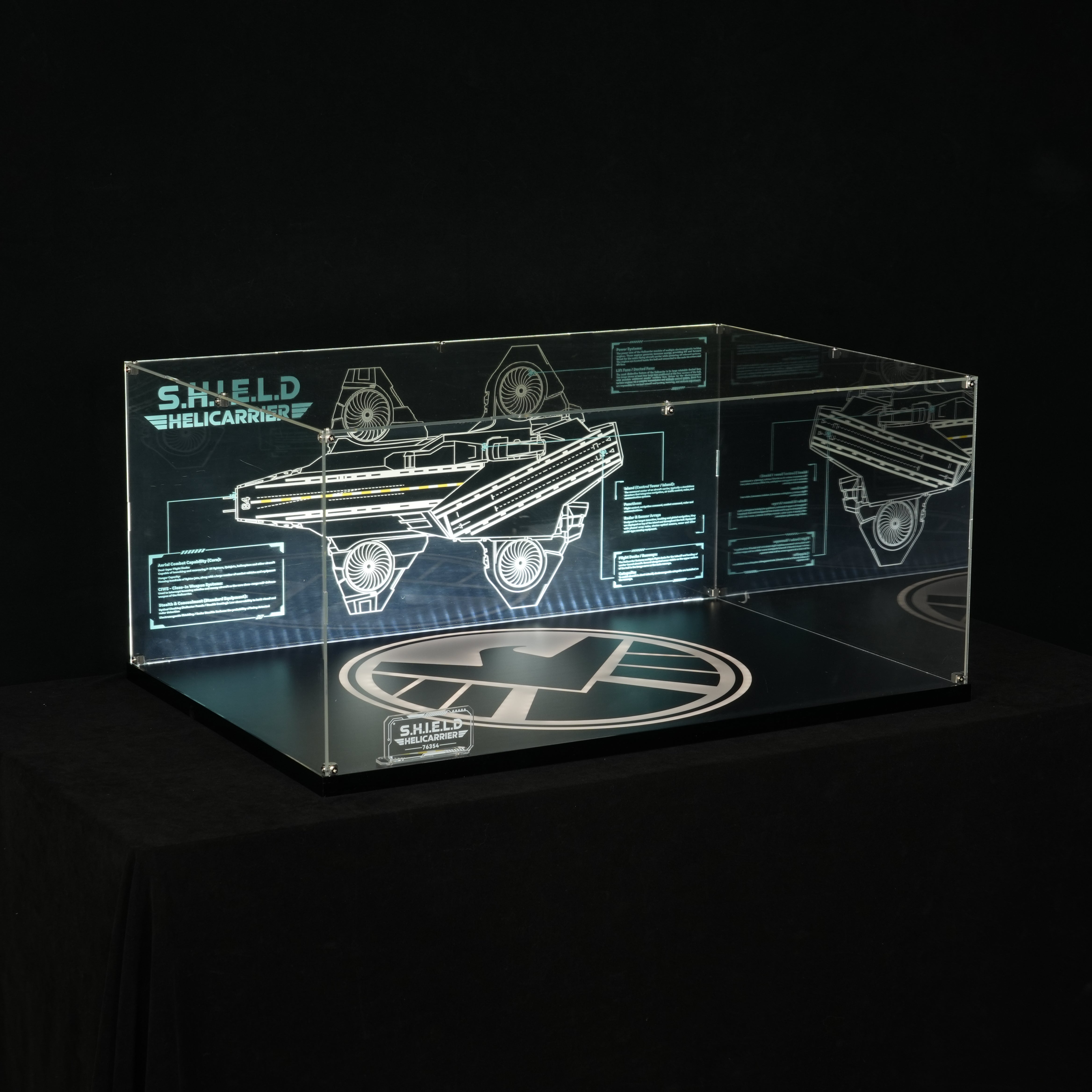 LED Light Acrylic Display Case for LEGO® Marvel 76354 S.H.I.E.L.D. Helicarrier (LEGO® Set Not Included).