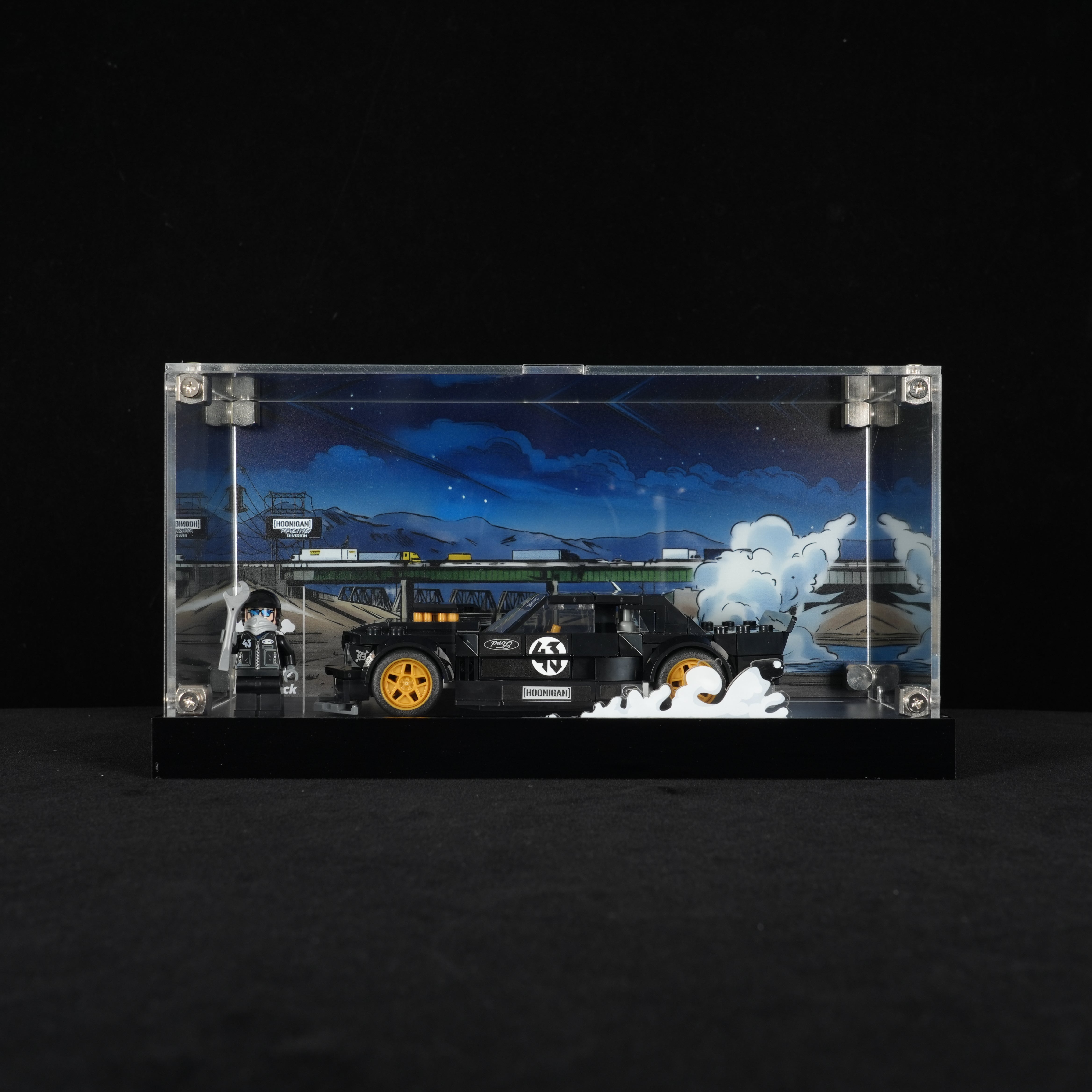 LED Light Acrylic Display Case for LEGO® Speed Champions 77262 Ken Block's '65 Ford Mustang Hoonicorn V1 (LEGO® Set NOT Include)