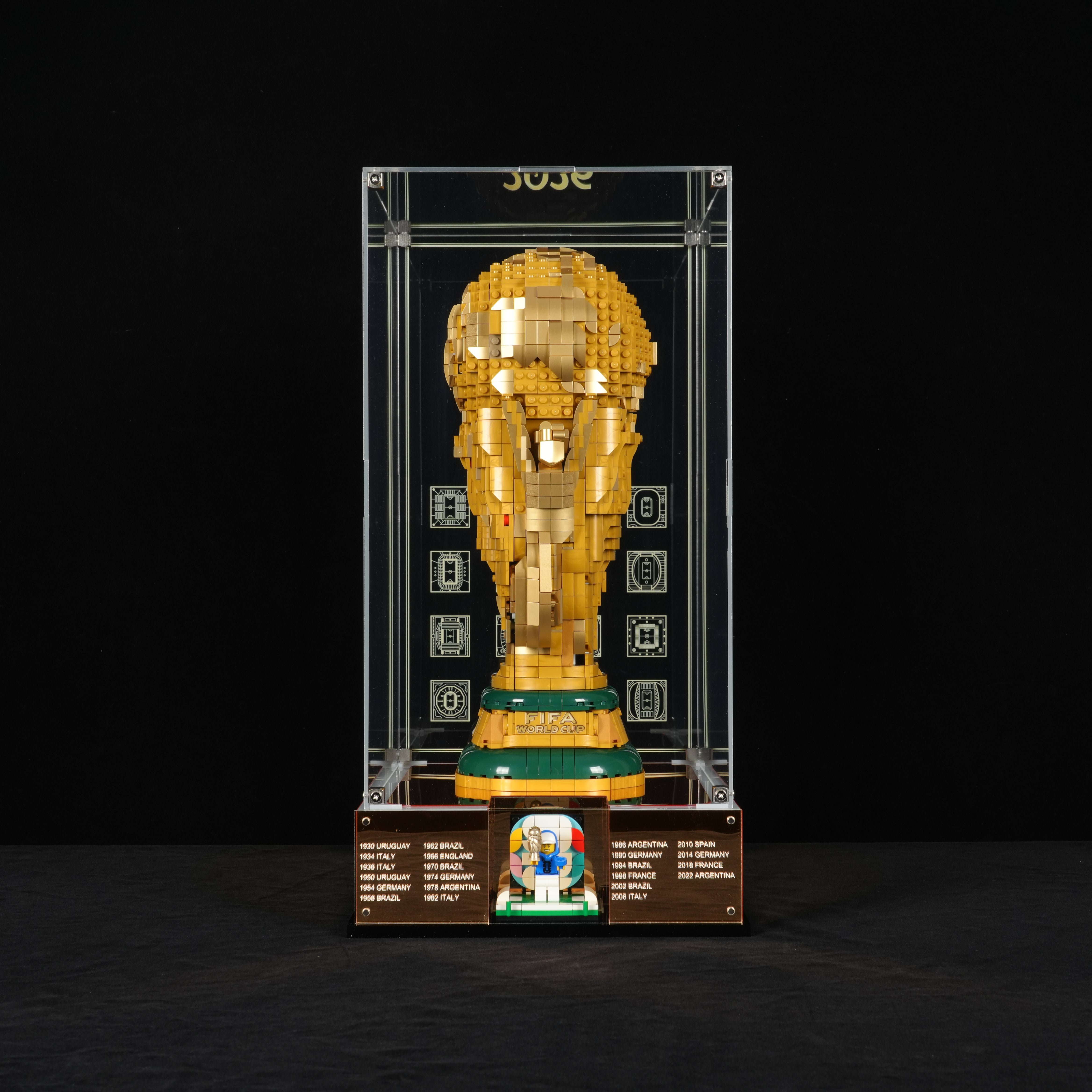 LED Light Acrylic Display Case for LEGO® Editions 43020 / 43019 Soccer Ball / FIFA World Cup™ Official Trophy (LEGO® Set Not Included).