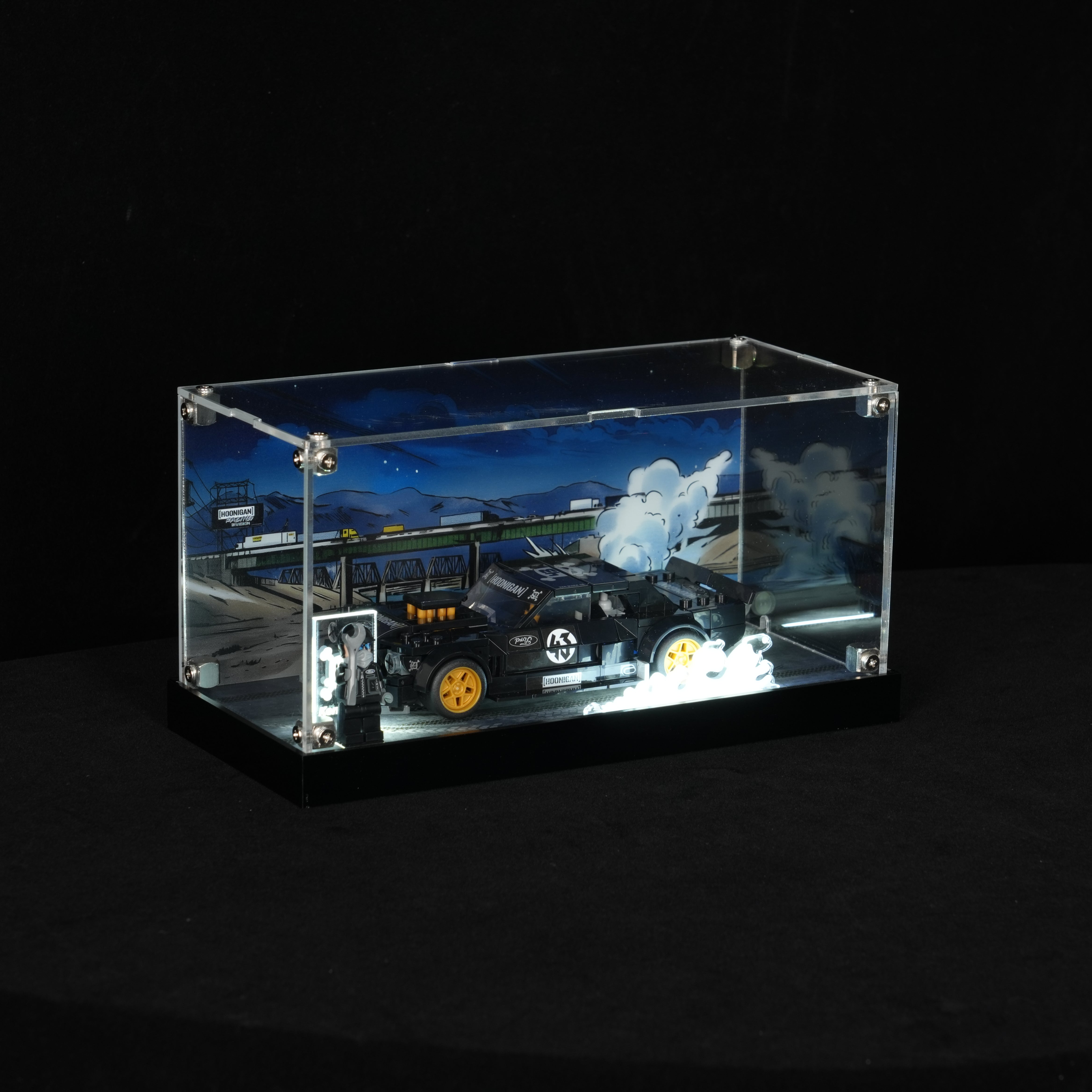 LED Light Acrylic Display Case for LEGO® Speed Champions 77262 Ken Block's '65 Ford Mustang Hoonicorn V1 (LEGO® Set NOT Include)